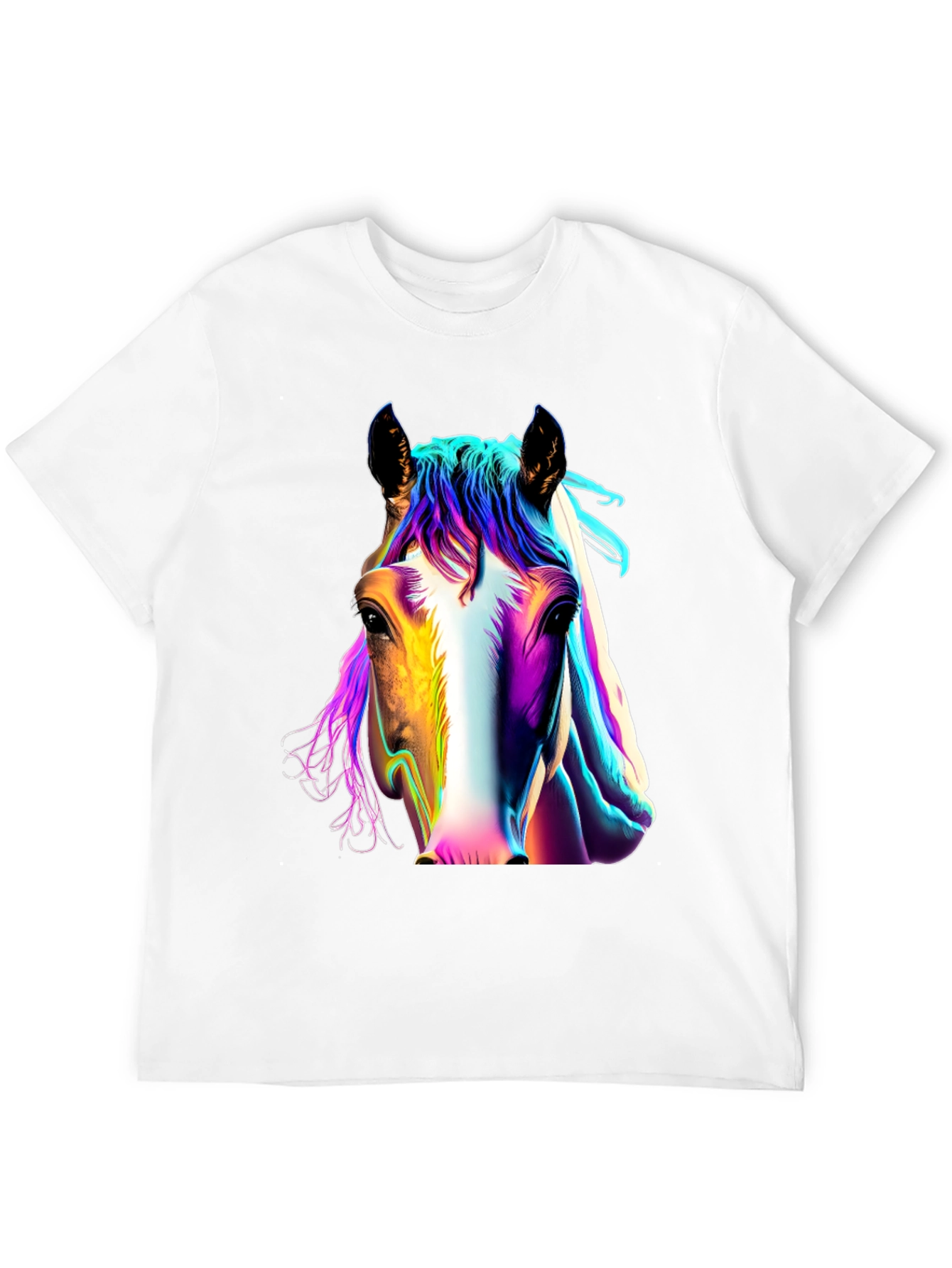 Colorful Horse Graphic Black T-Shirt - 12