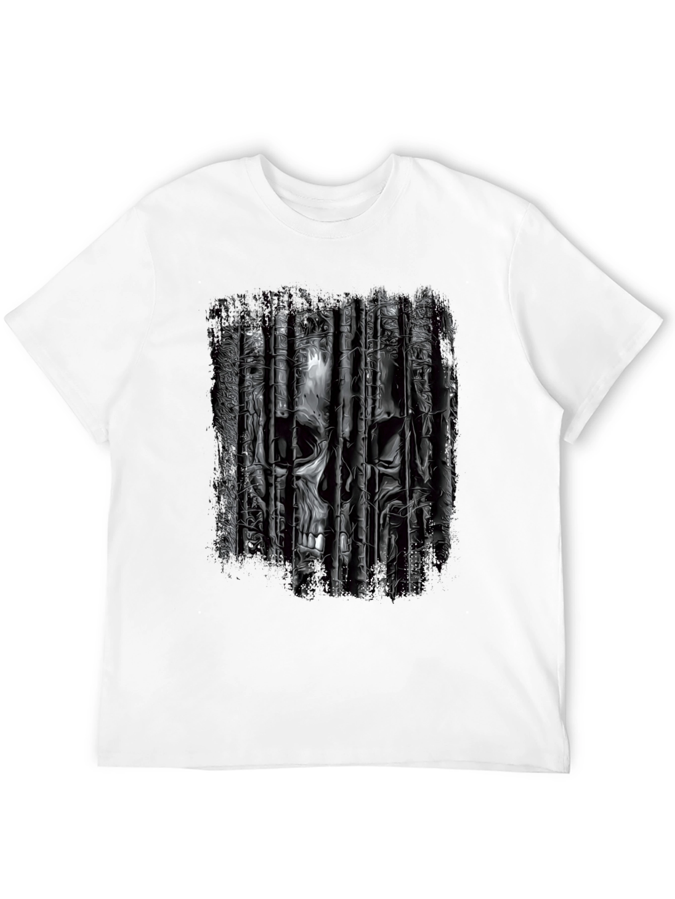 Black Skull Bars Graphic T-Shirt - Edgy Black Tee view 12