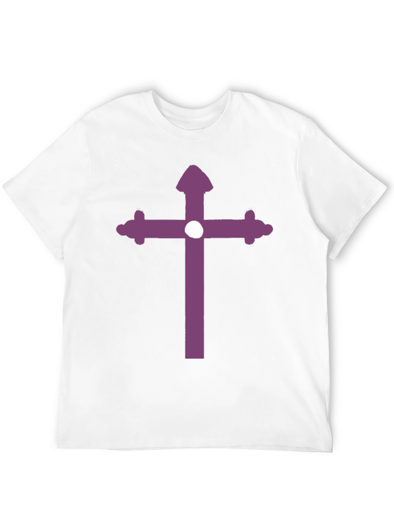 Black Black T-Shirt with Purple Cross Design view 12