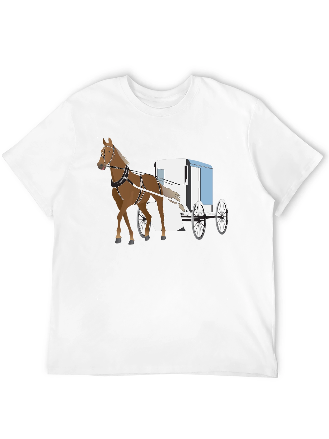 Black Horse & Buggy Graphic Tee - Classic Style view 12