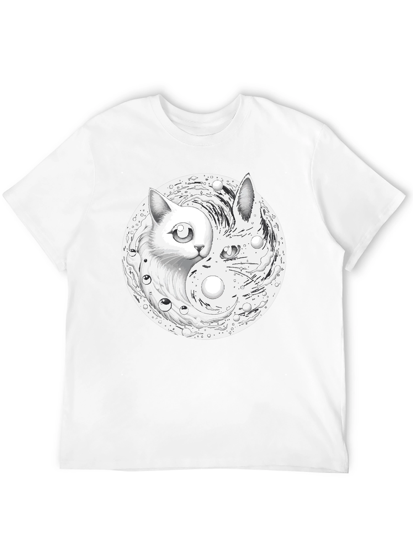 Black Yin Yang Cat Graphic Tee view 12