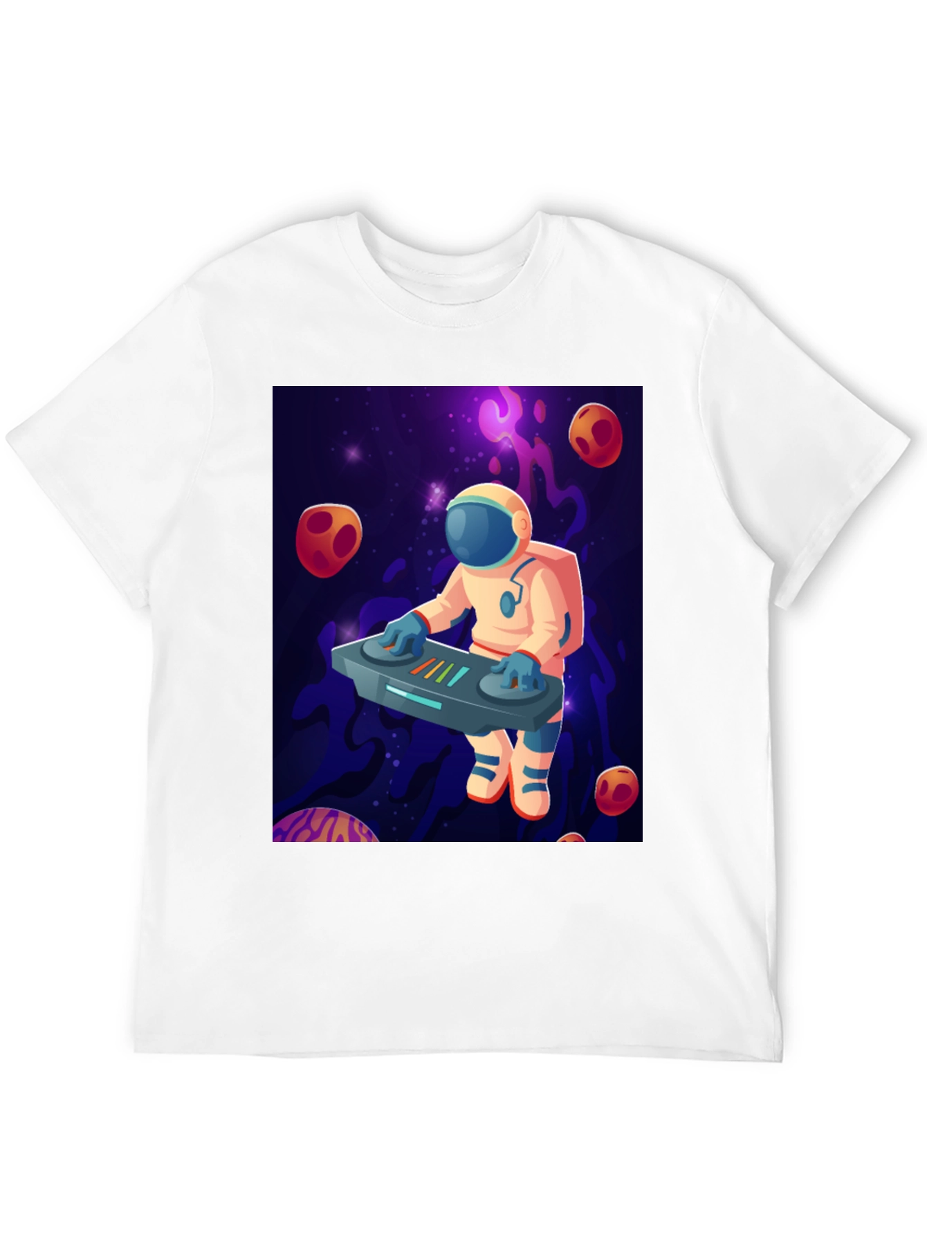 Black Astronaut DJ Graphic T-Shirt - Space Music Lover Tee view 12