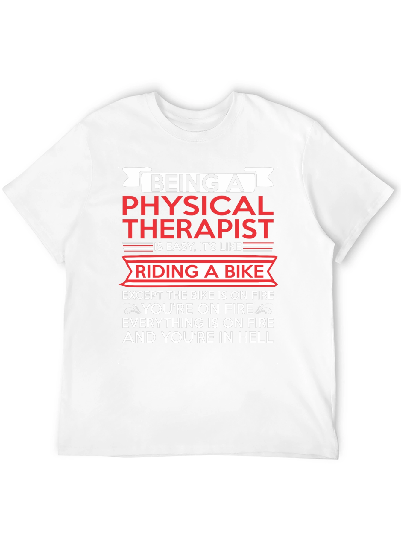 Black Physical Therapist Funny T-Shirt Bike On Fire Graphic Tee view 12