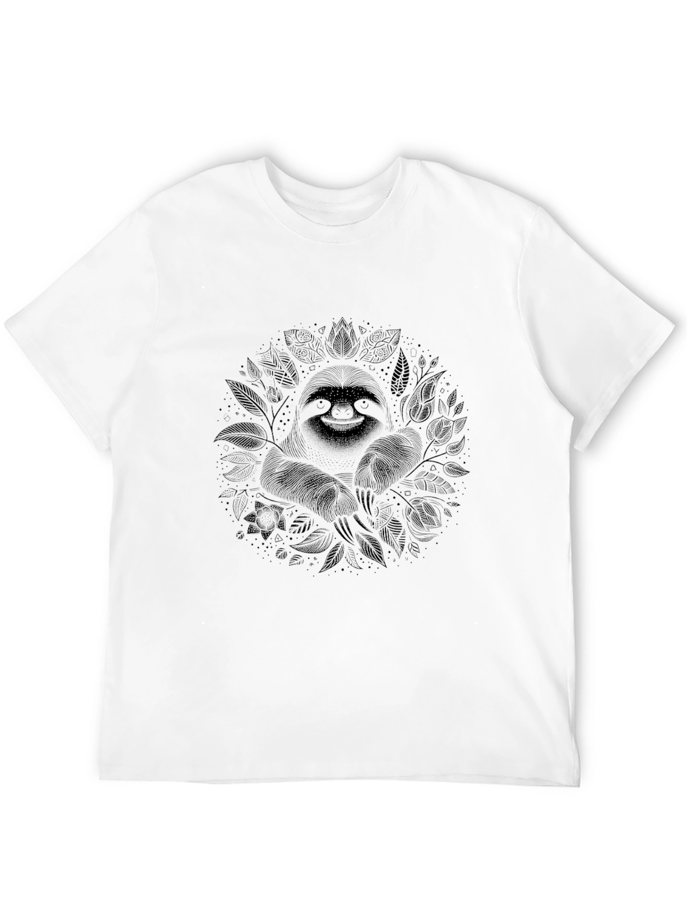 Black Sloth Mandala Black T-Shirt - Relaxed Fit view 12