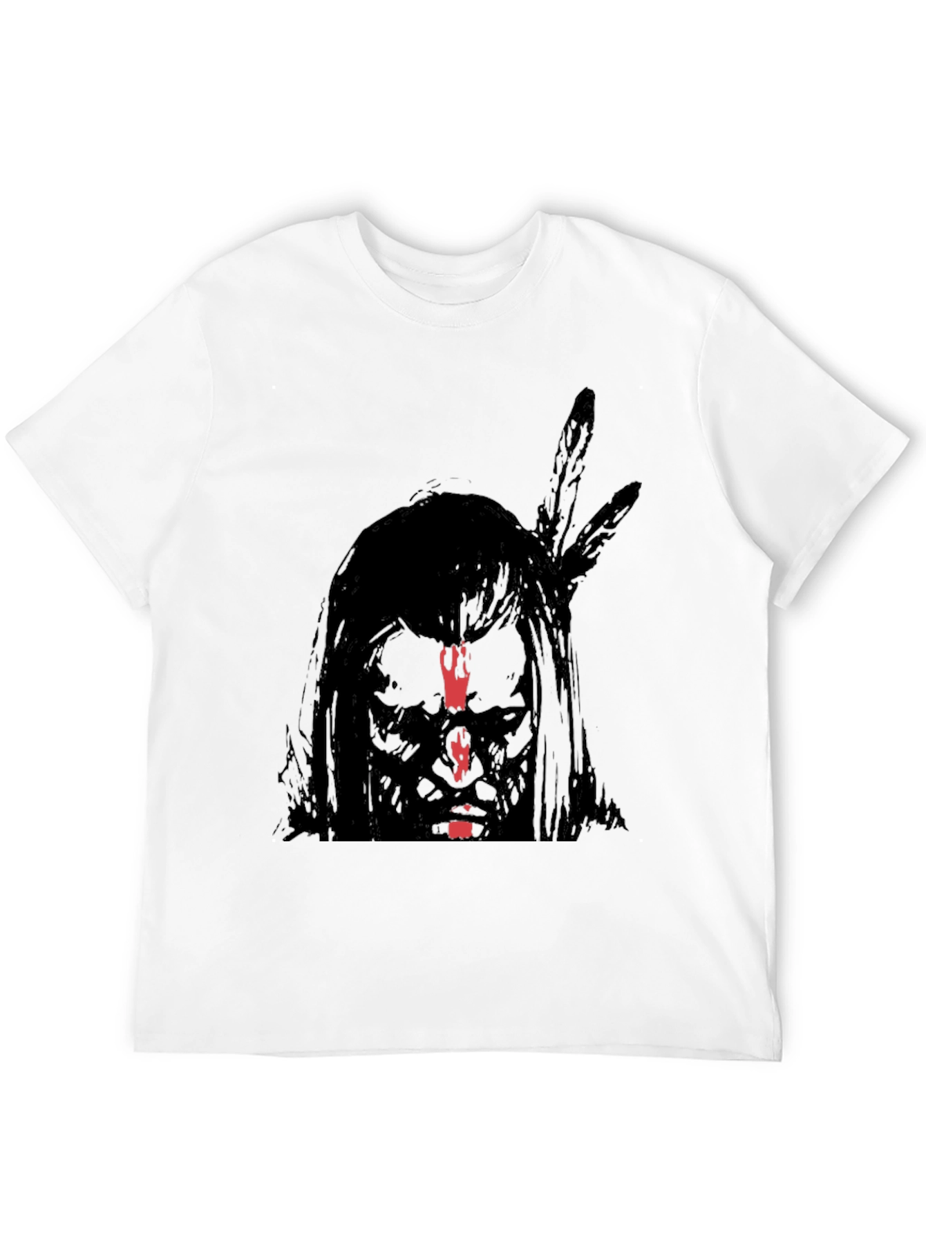 Black Native American Graphic Print Black T-Shirt view 12