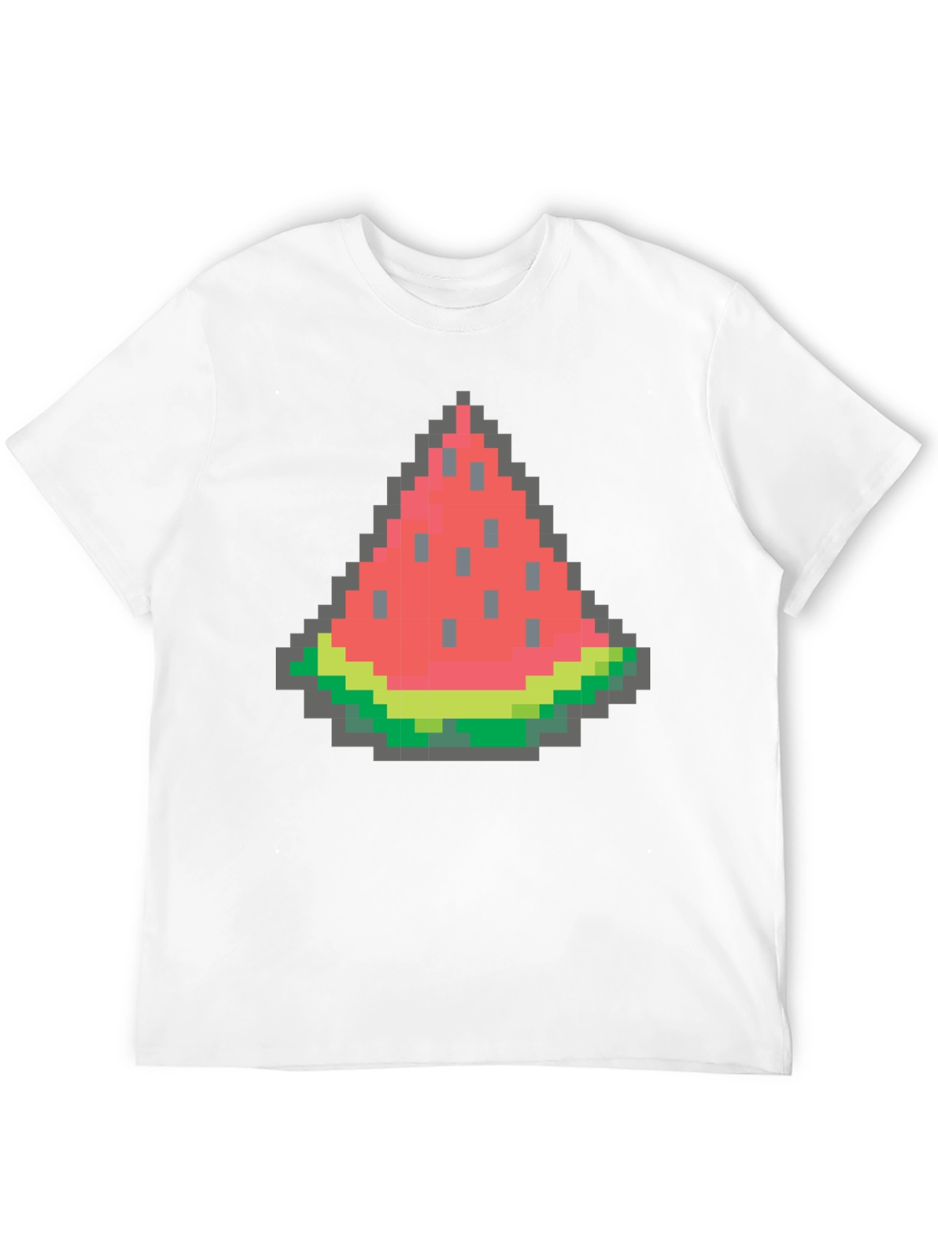 Black Pixel Watermelon Graphic Tee - Black Cotton Shirt view 12