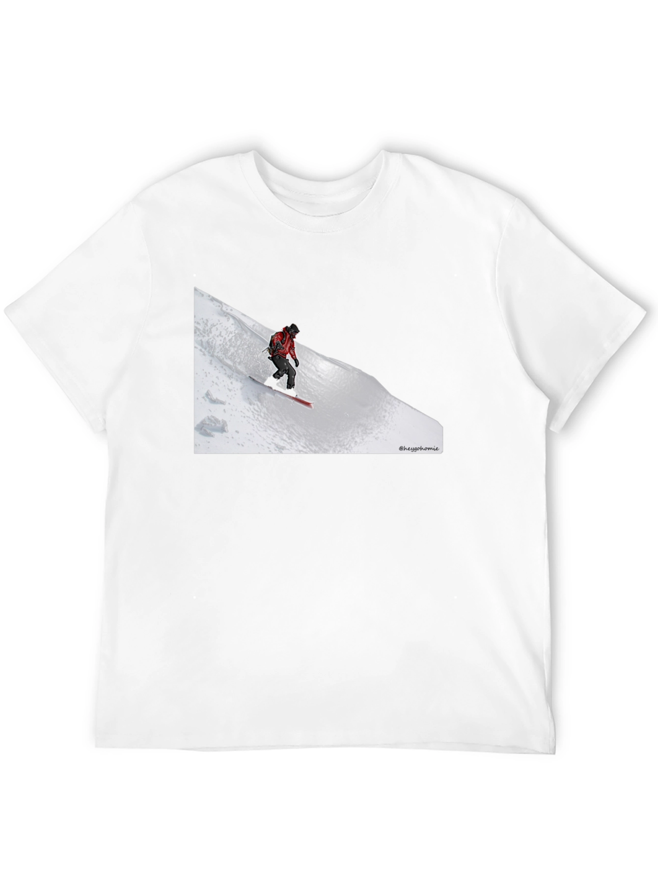 Black Snowboarder Graphic Tee - Black Cotton T-Shirt view 12