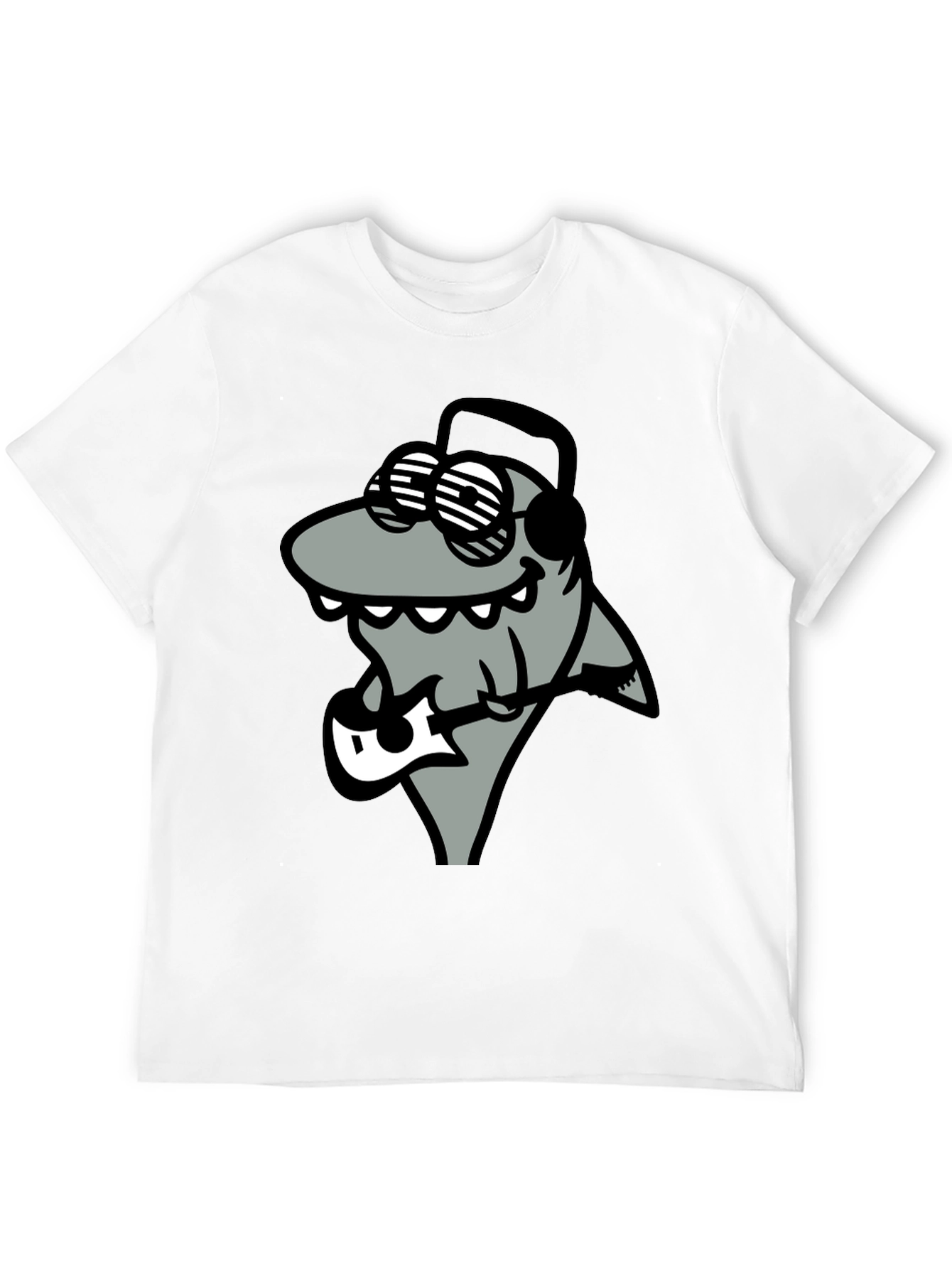 Black Cool Shark Guitarist Graphic Tee view 12