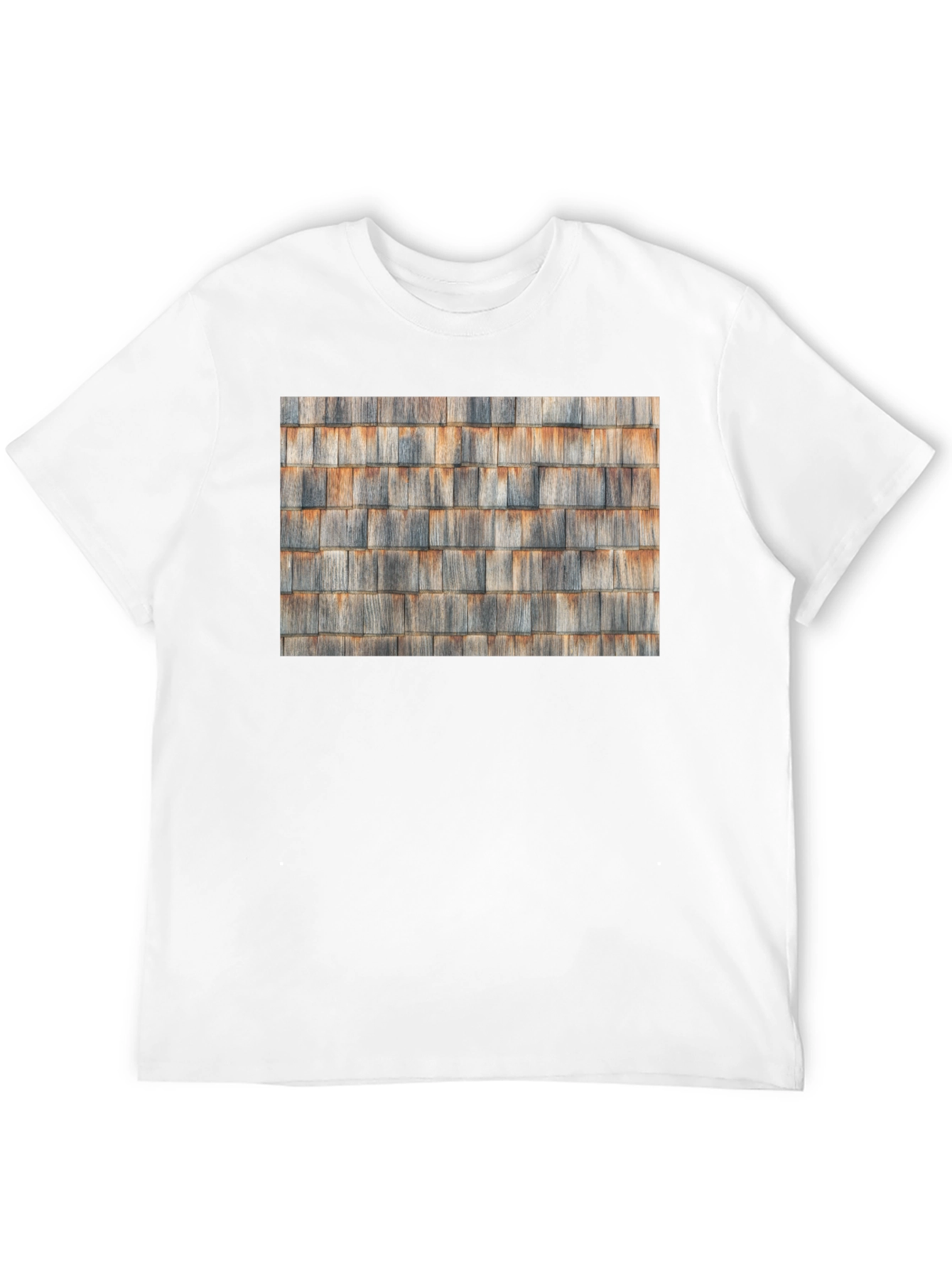 Black Rustic Cedar Shingle Pattern Black T-Shirt view 12