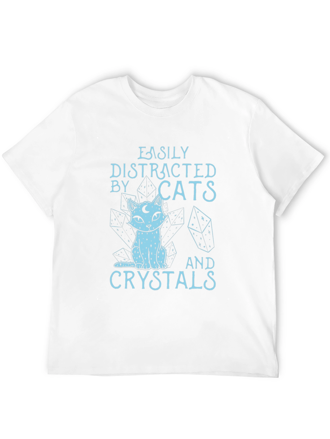 Black Easily Distracted by Cats & Crystals T-Shirt view 12