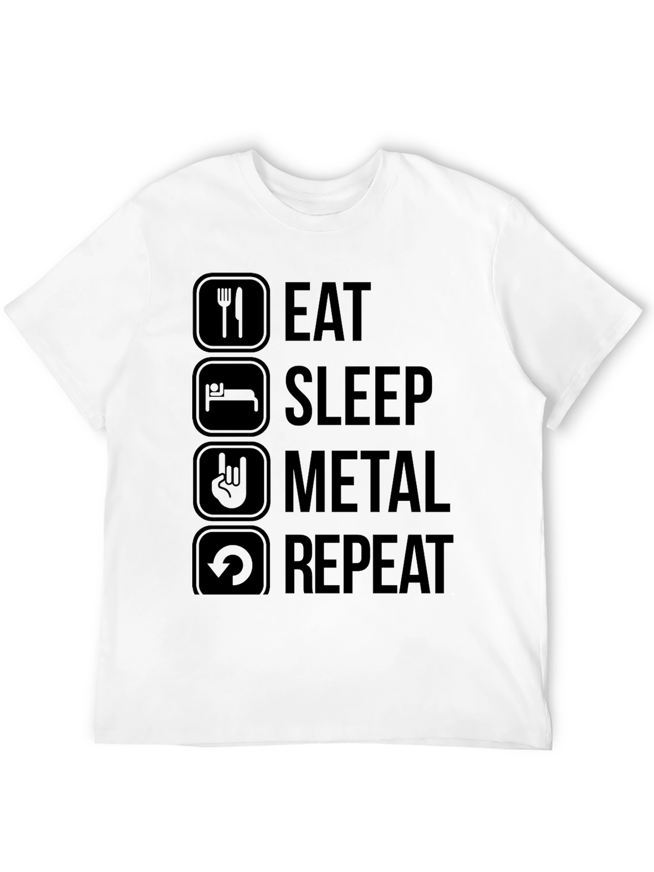 Black Eat Sleep Metal Repeat Black T-Shirt view 12