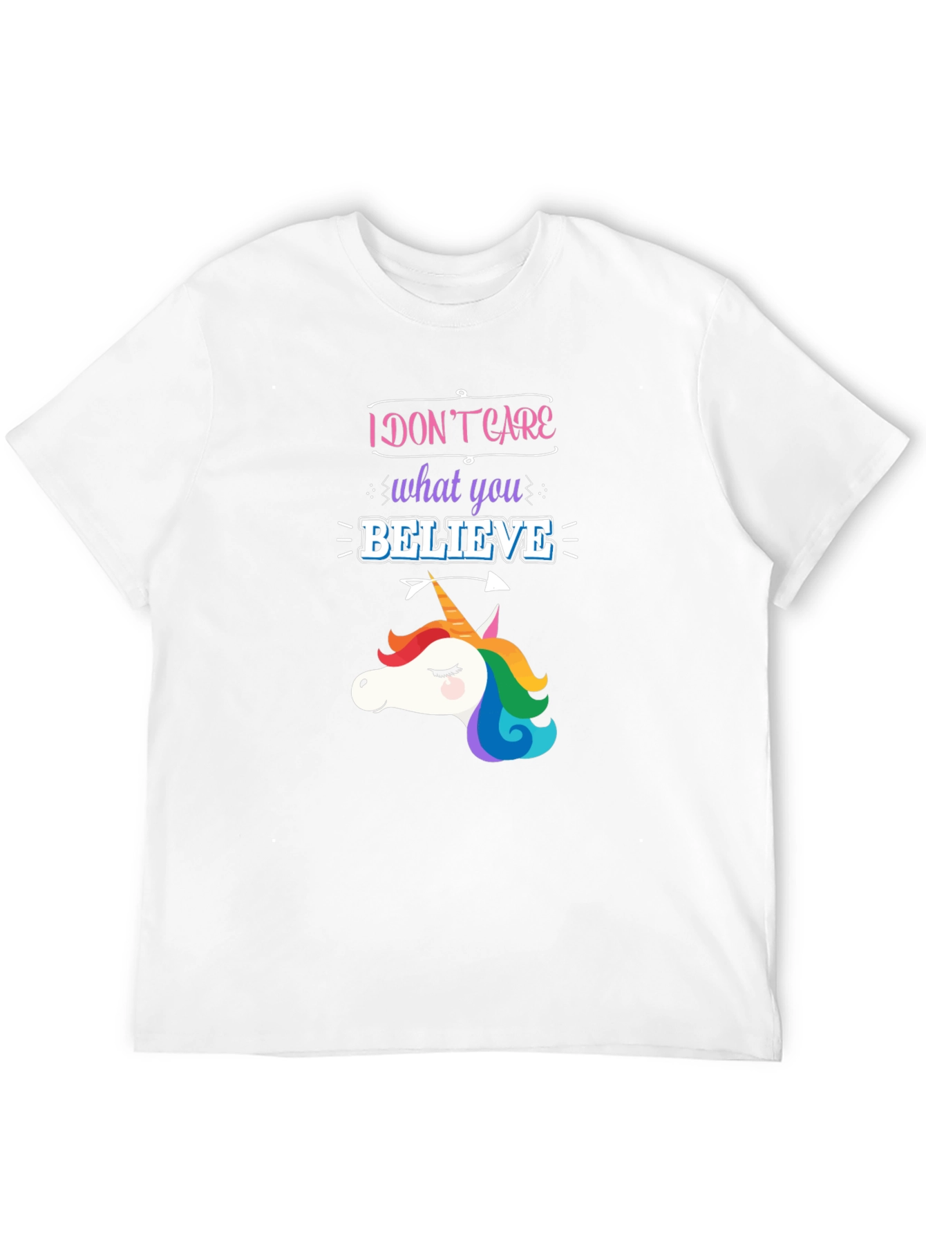 Black I Don't Care What You Believe Unicorn Graphic Tee view 12