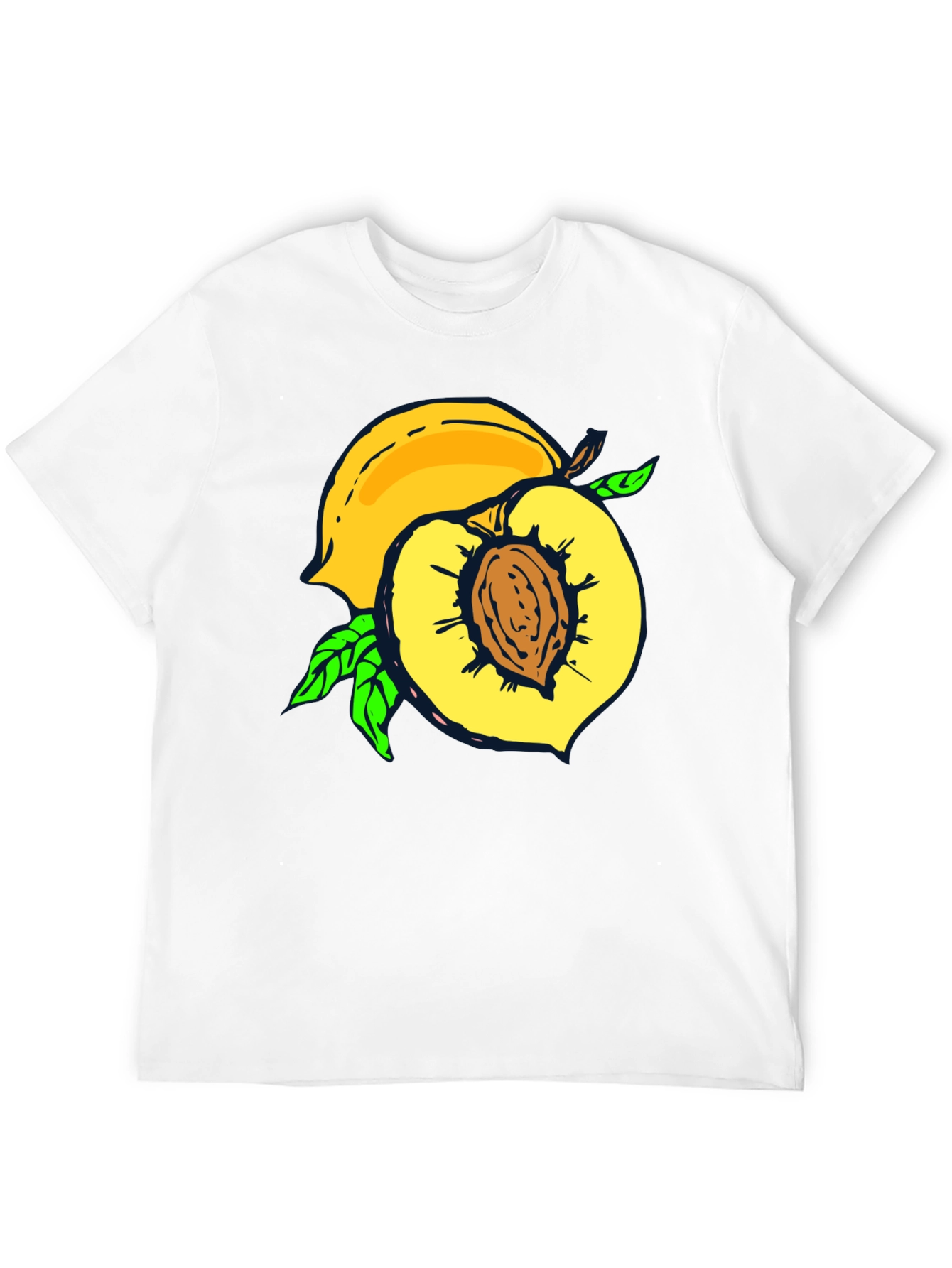 Black Peach Graphic Tee - Fruit Lover's Casual Black T-Shirt view 12