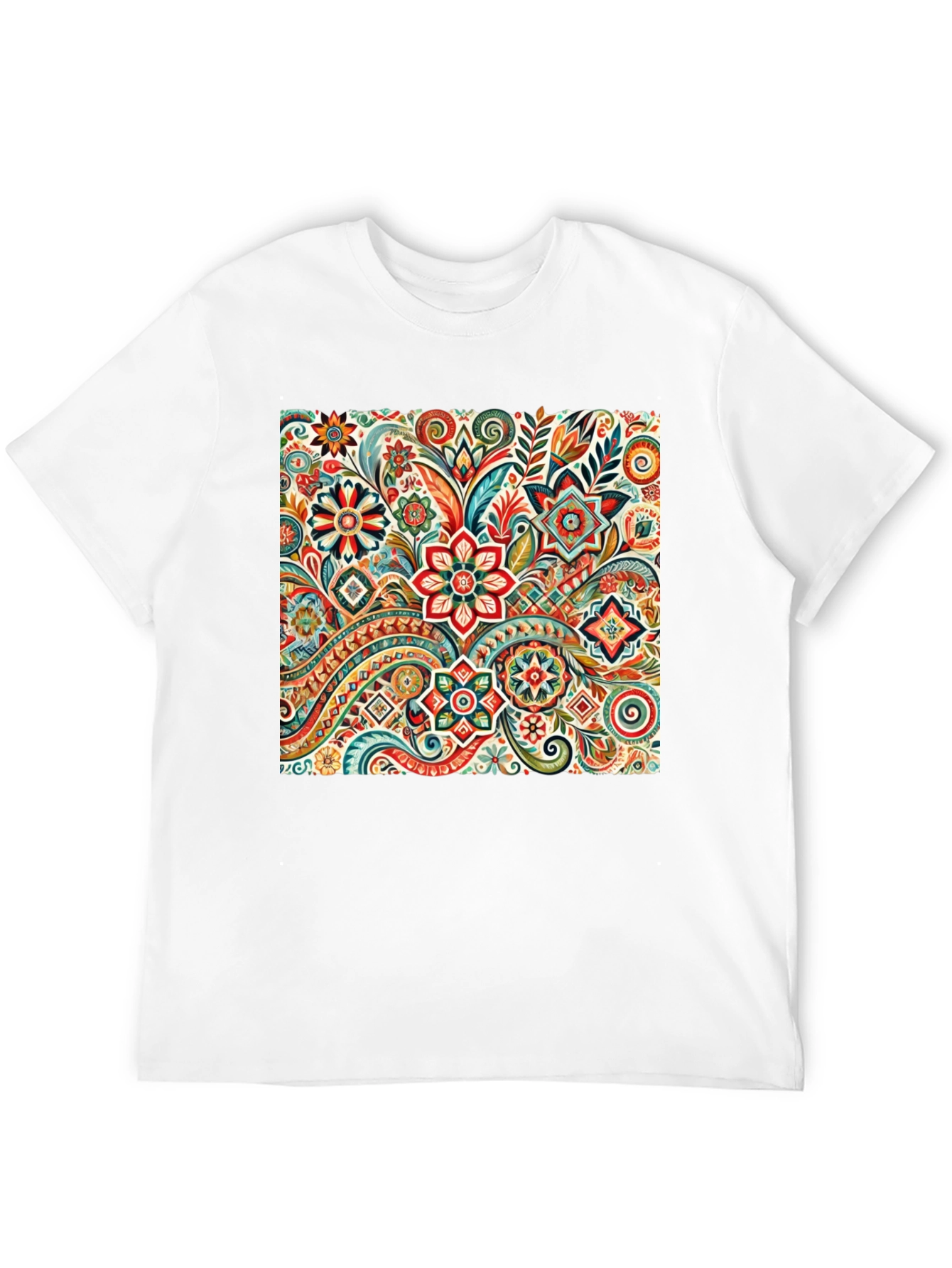 Black Floral Pattern Black T-Shirt: Vibrant & Stylish view 12