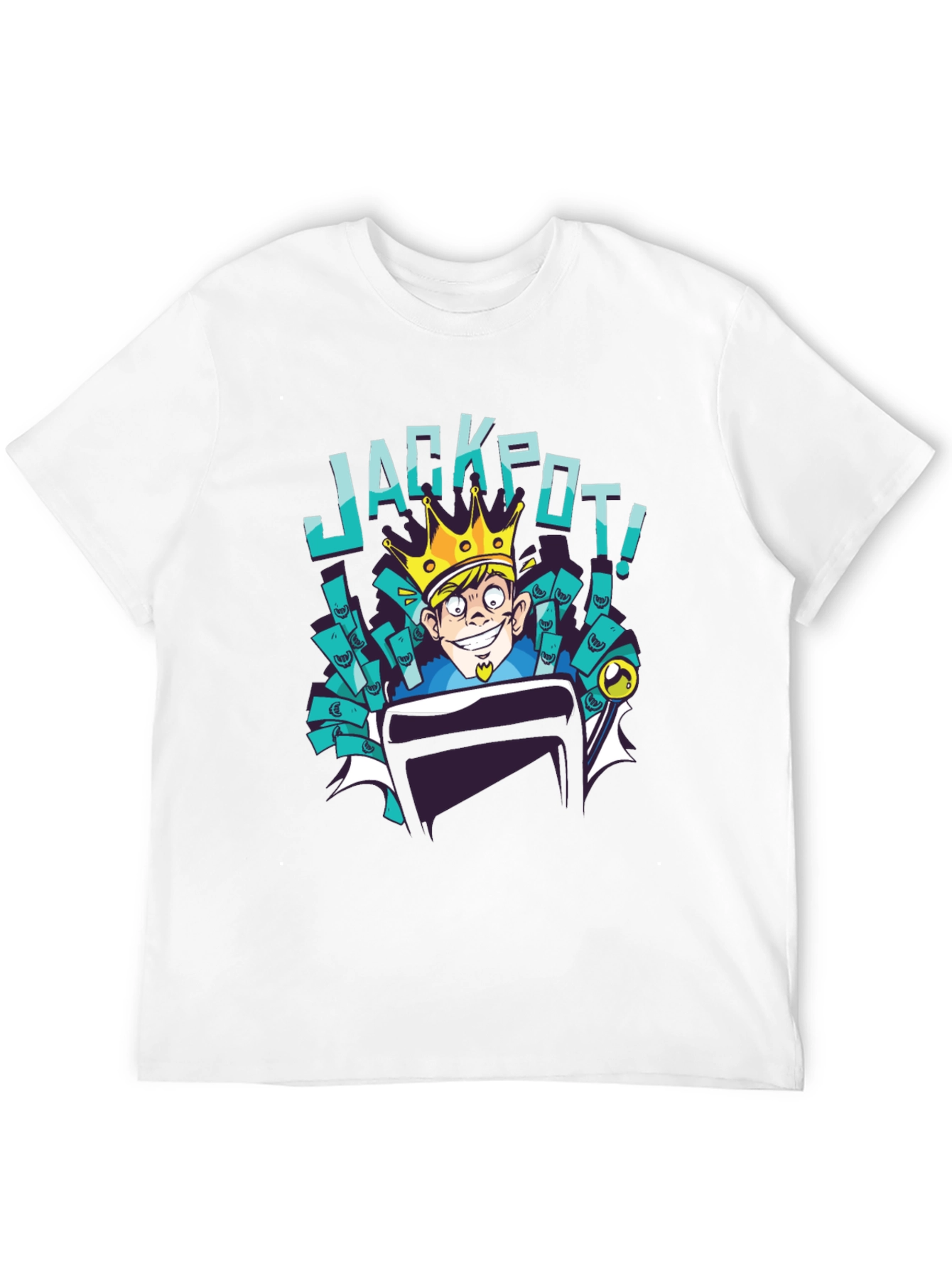 Black Jackpot Cartoon T-Shirt - Lucky King Design view 12