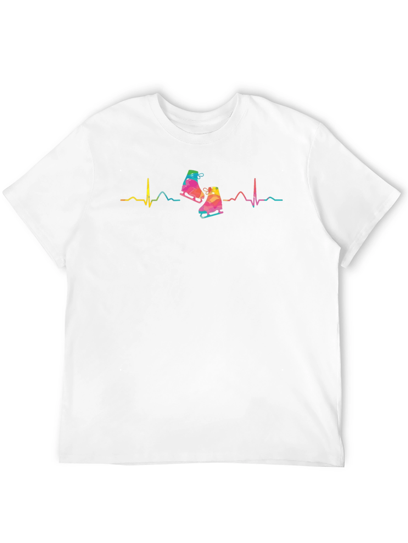 Black Skating Heartbeat Tee - Colorful Ice Skate T-Shirt view 12