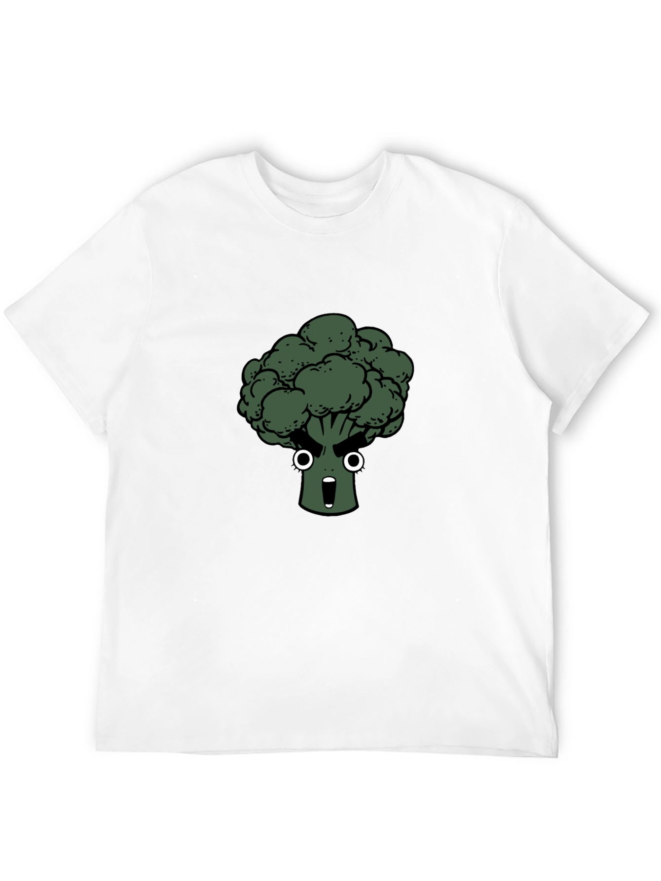 Black Funny Broccoli Cartoon Black T-Shirt view 12