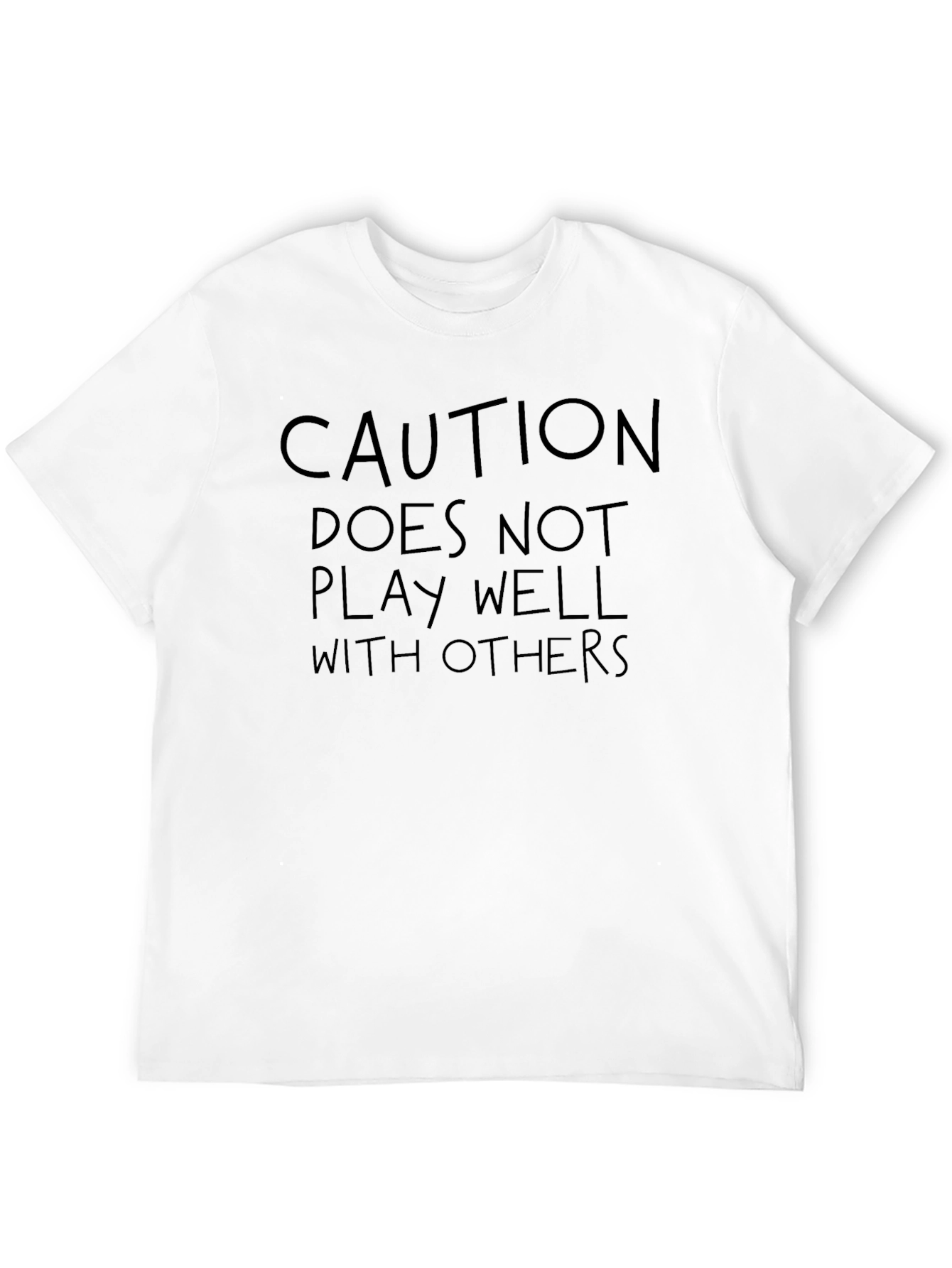 Black Caution T-Shirt: Doesn't Play Well With Others Funny Tee view 12