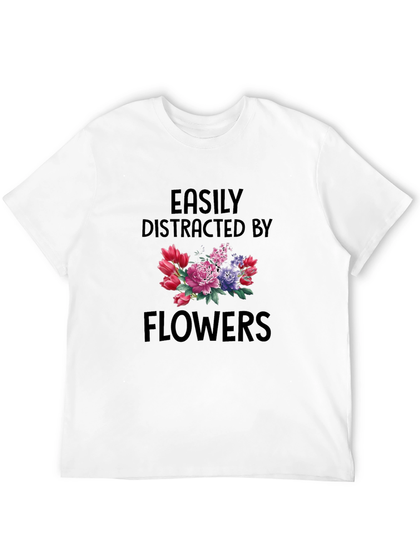 Black Easily Distracted By Flowers T-Shirt - Black view 12