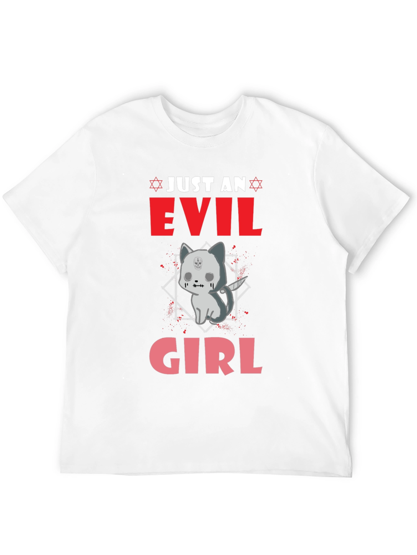 Black Evil Girl Kitten Graphic T-Shirt view 12