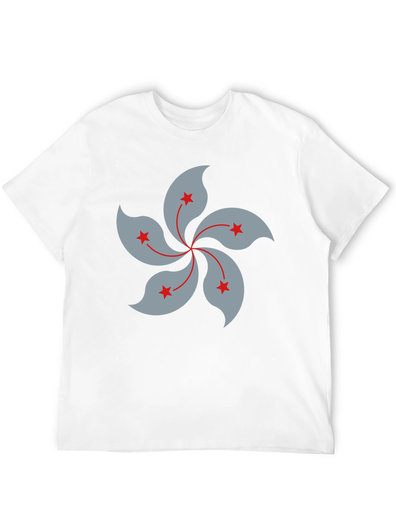 Black T-Shirt with Hong Kong Bauhinia Flower Design - 12