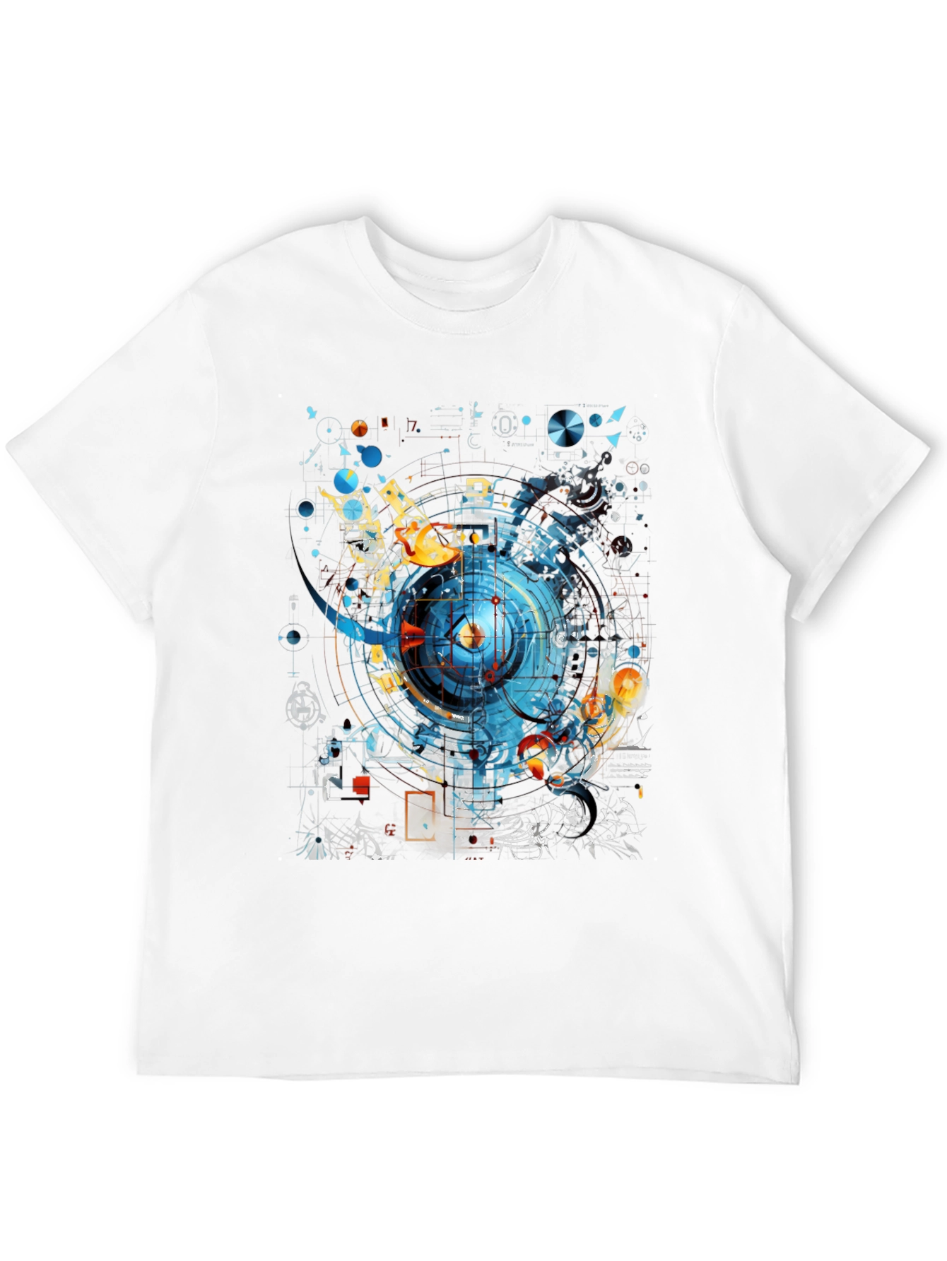 Black Abstract Geometric Design Black T-Shirt view 12