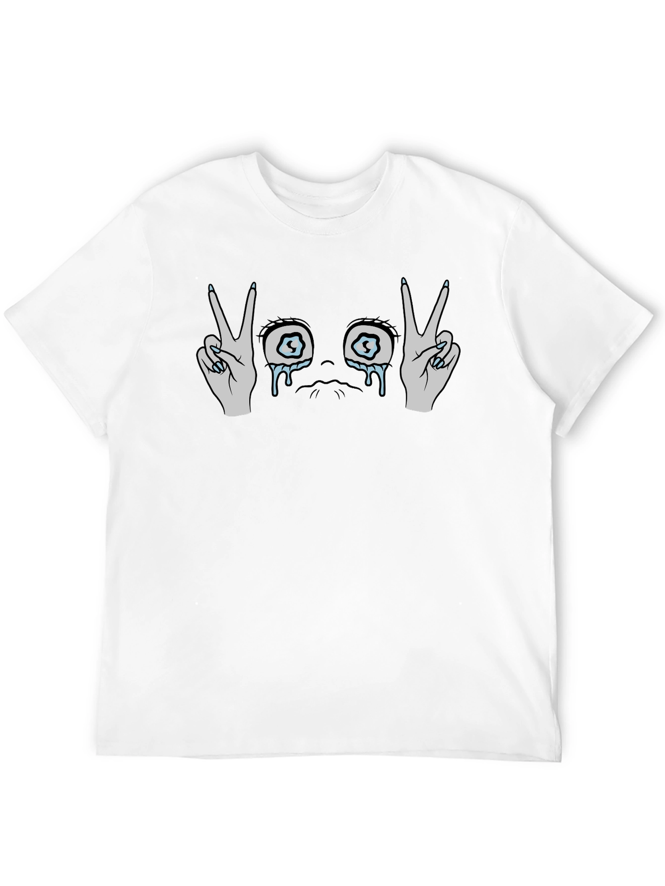 Black Crying Eyes Peace Sign Black T-Shirt view 12