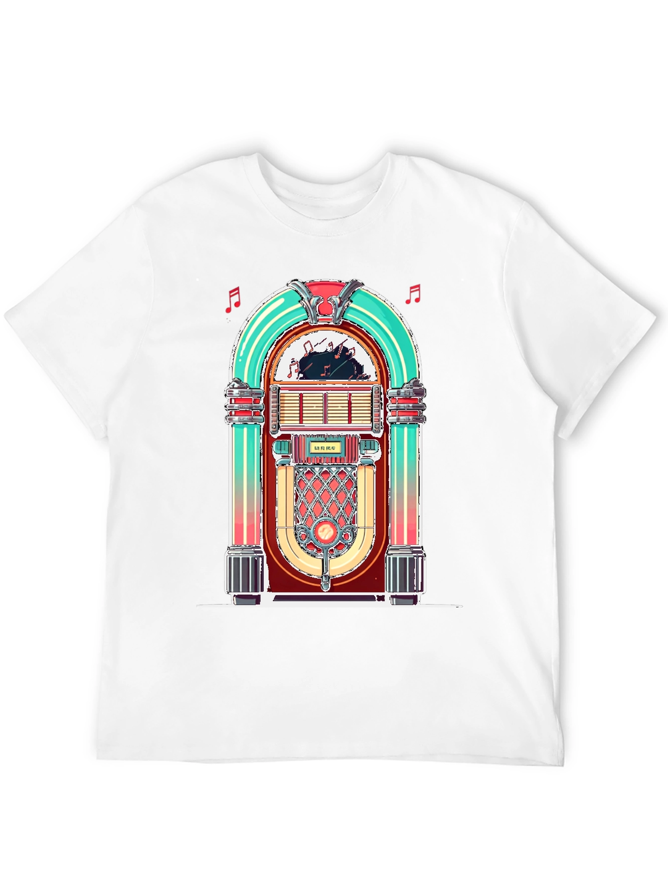 Black Retro Jukebox Graphic Tee - Vintage Music Lover Shirt view 12