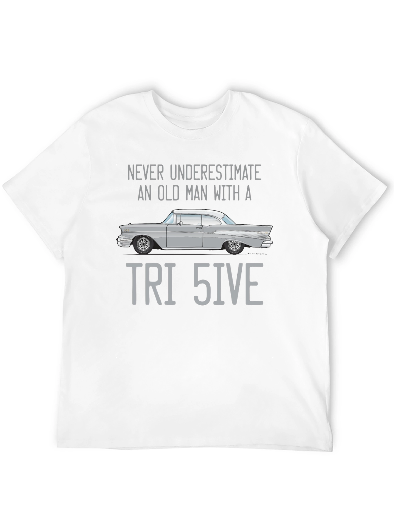 Black Tri Five Car T-Shirt - Never Underestimate Old Man Classic view 12