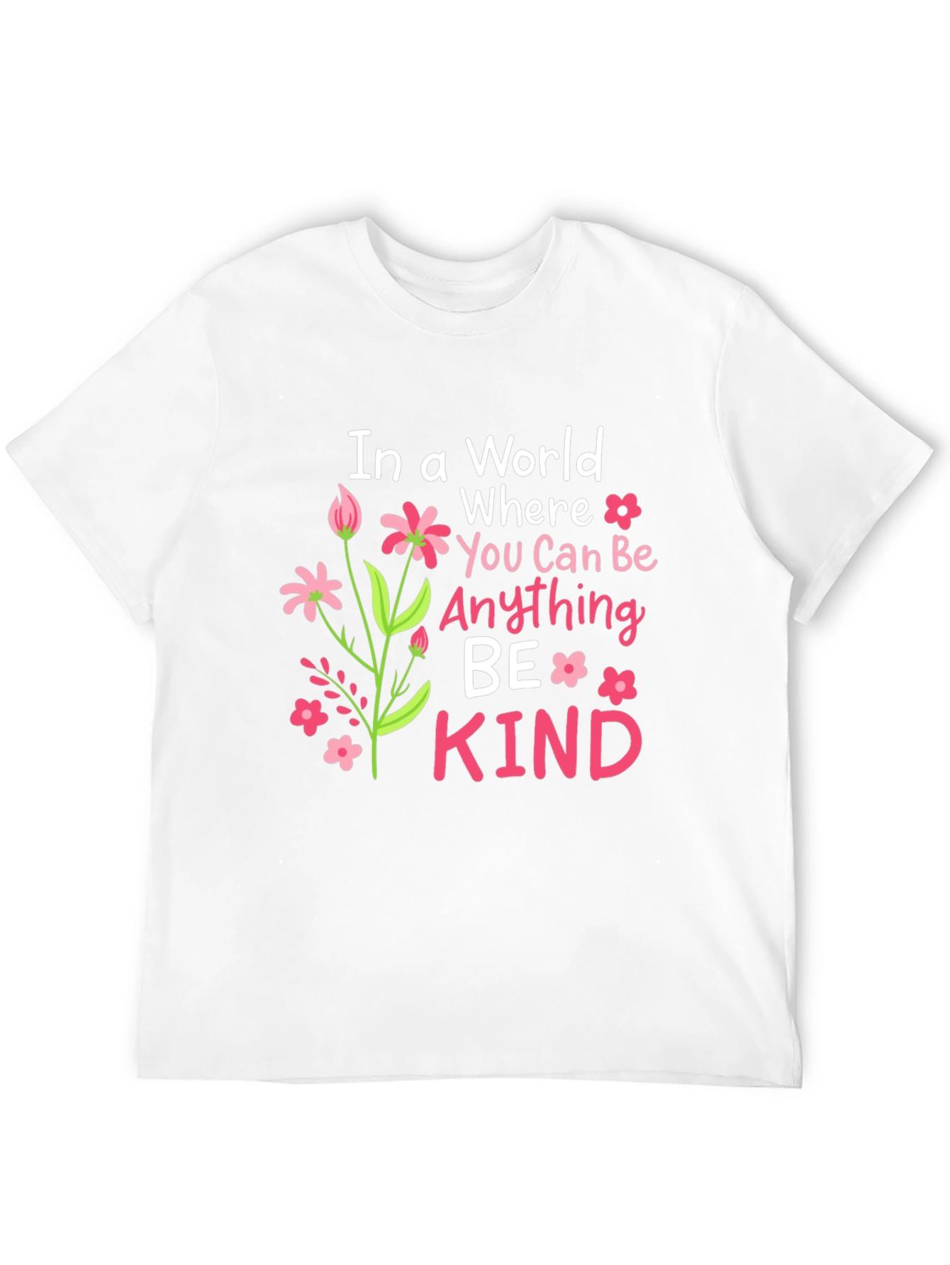 Black Be Kind T-Shirt - Floral Design, Inspirational Message view 12