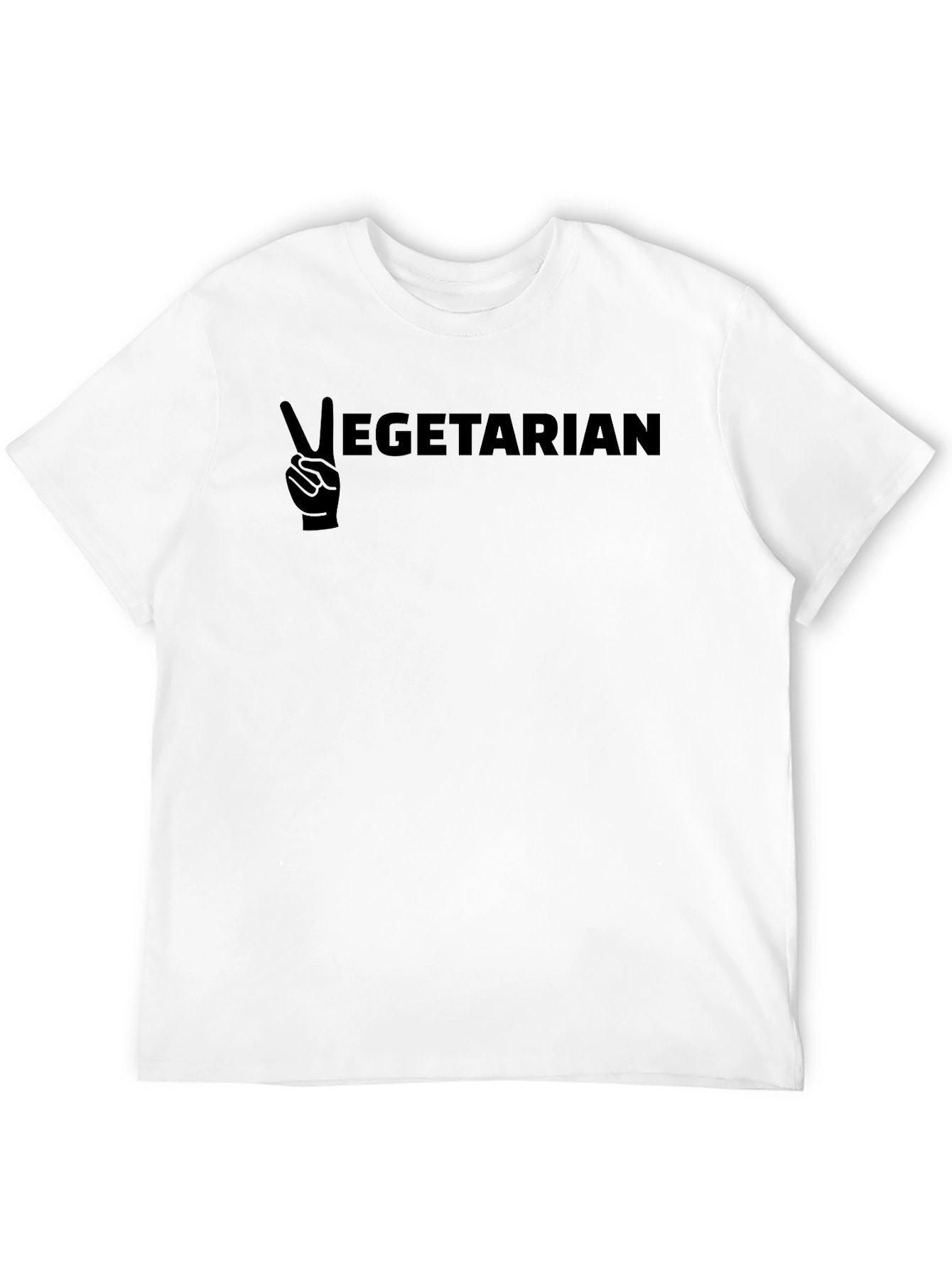Black Vegetarian Peace Sign Graphic T-Shirt view 12