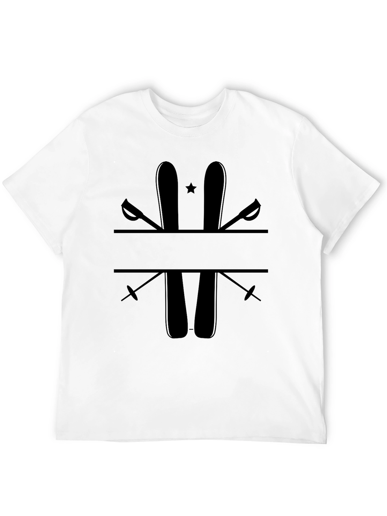 Black Ski & Poles Graphic Tee - Winter Sport Shirt view 12