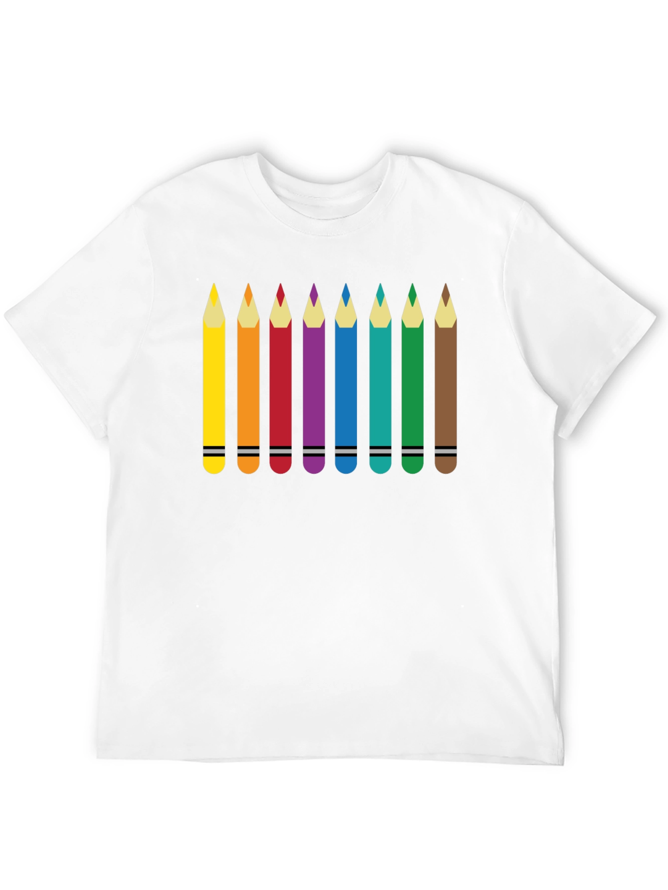Black Colorful Pencils Graphic Print T-Shirt view 12