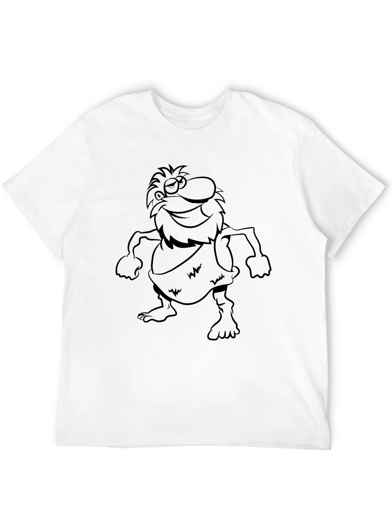 Black Cartoon Caveman Graphic Tee - Black Cotton Blend view 12