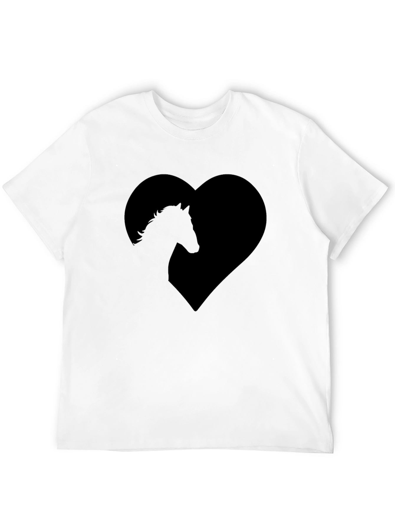 Black Horse Lover's Black T-Shirt - Heart Design view 12
