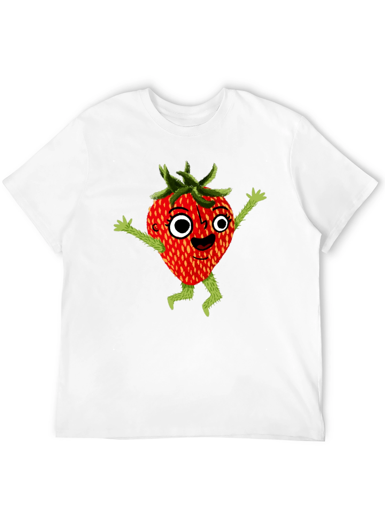 Black Whimsical Strawberry Cartoon Graphic T-Shirt view 12