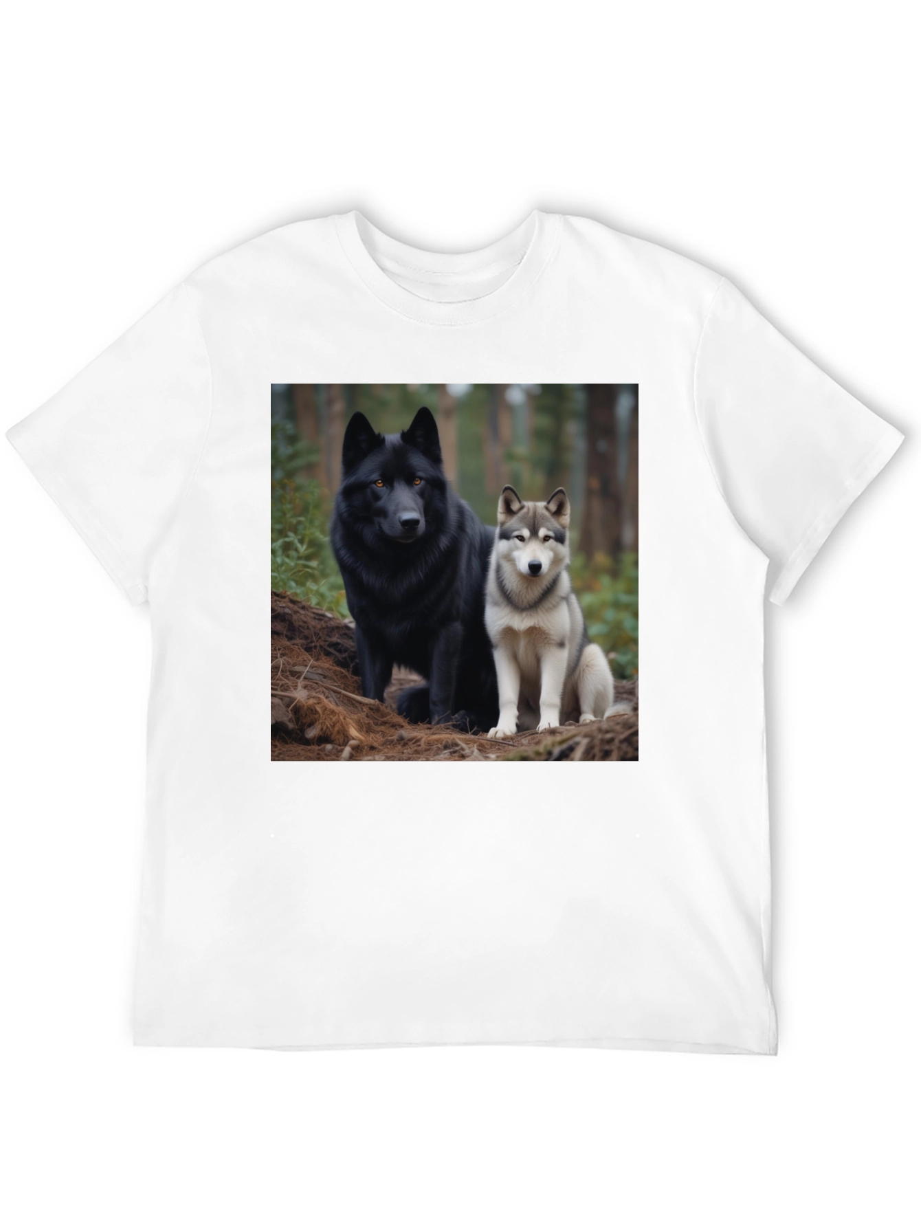 Wolf Pack Tee: Black T-Shirt with Canine Graphic - 12