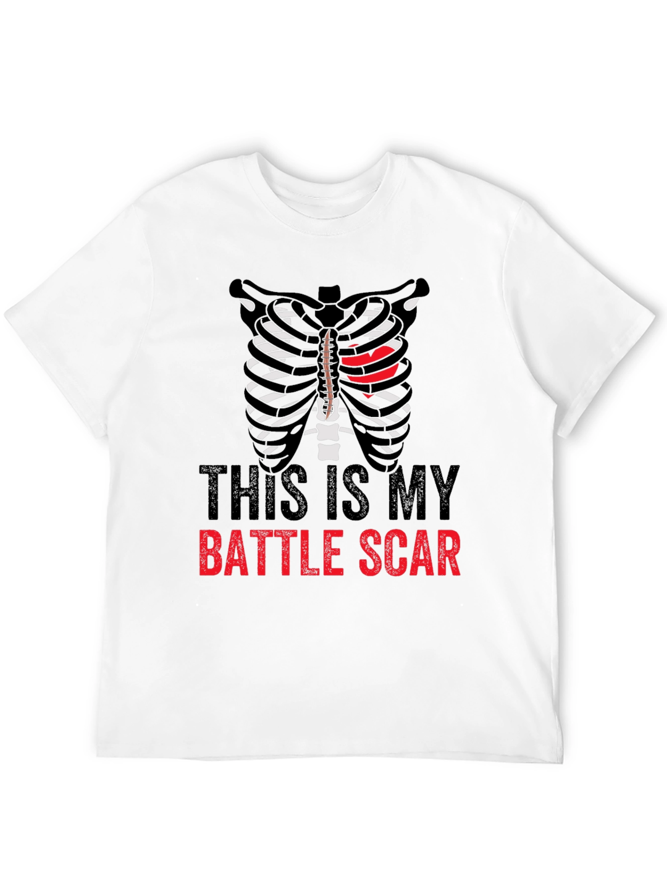 Black Battle Scar Ribcage Graphic Tee - Men's Novelty T-Shirt view 12