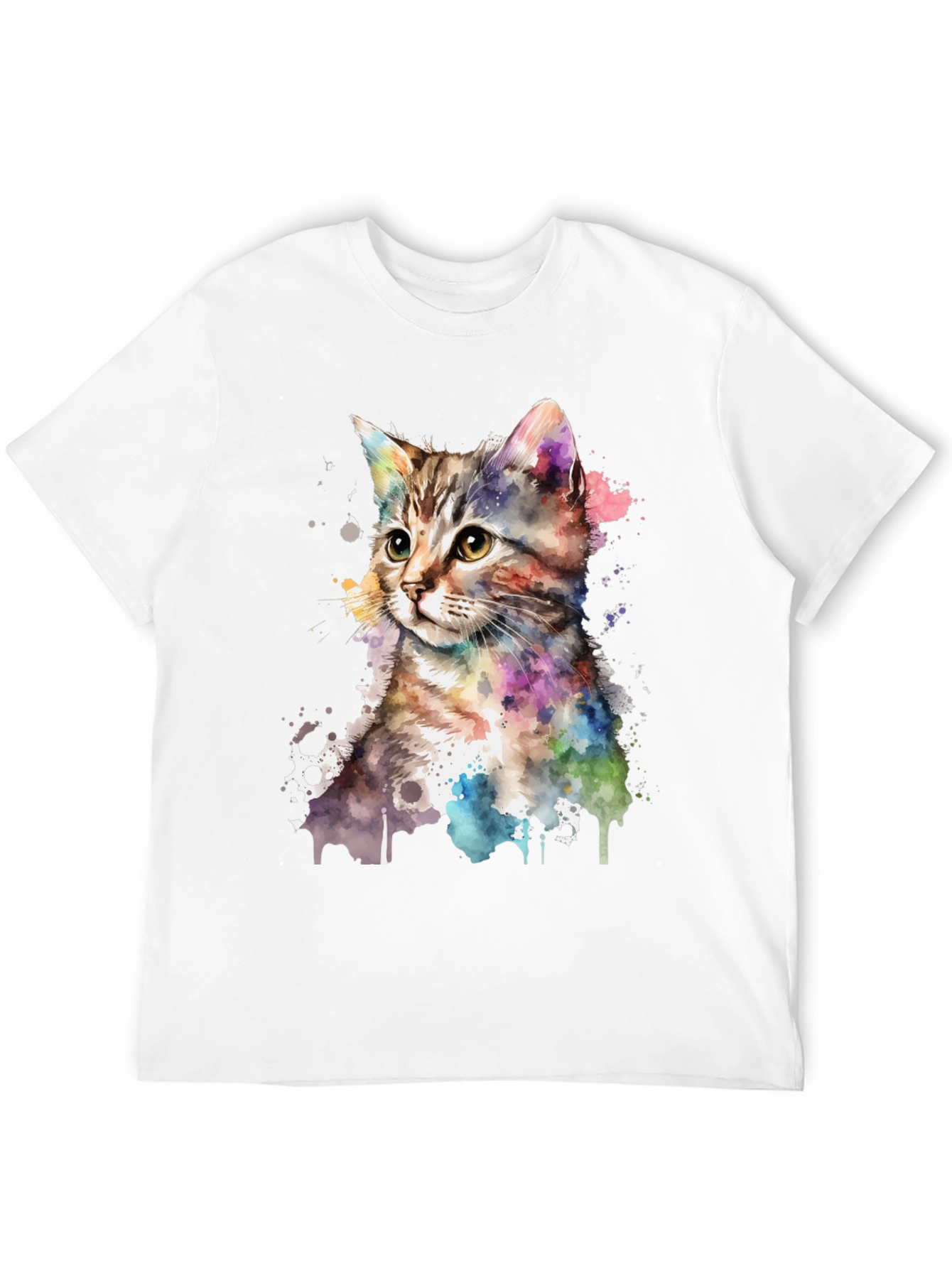 Black Watercolor Cat Graphic Tee view 12