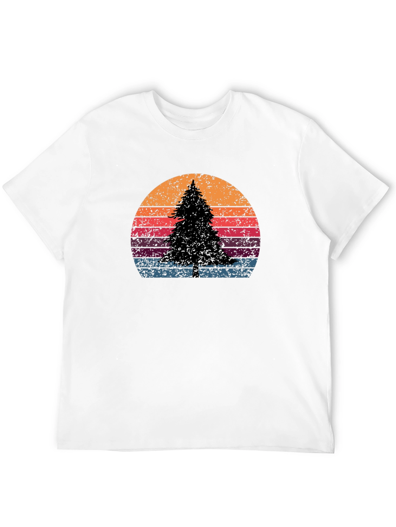 Black Retro Sunset Pine Tree Graphic Tee view 12