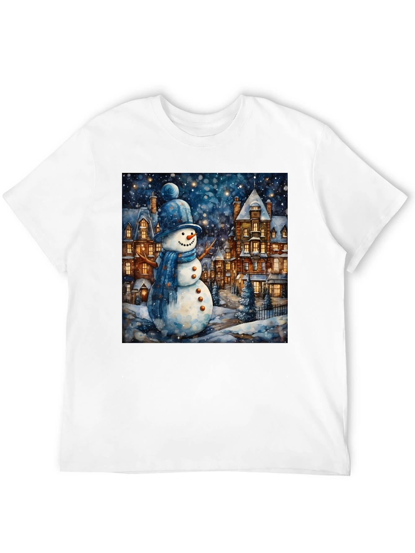 Black Winter Wonderland Snowman T-Shirt view 12