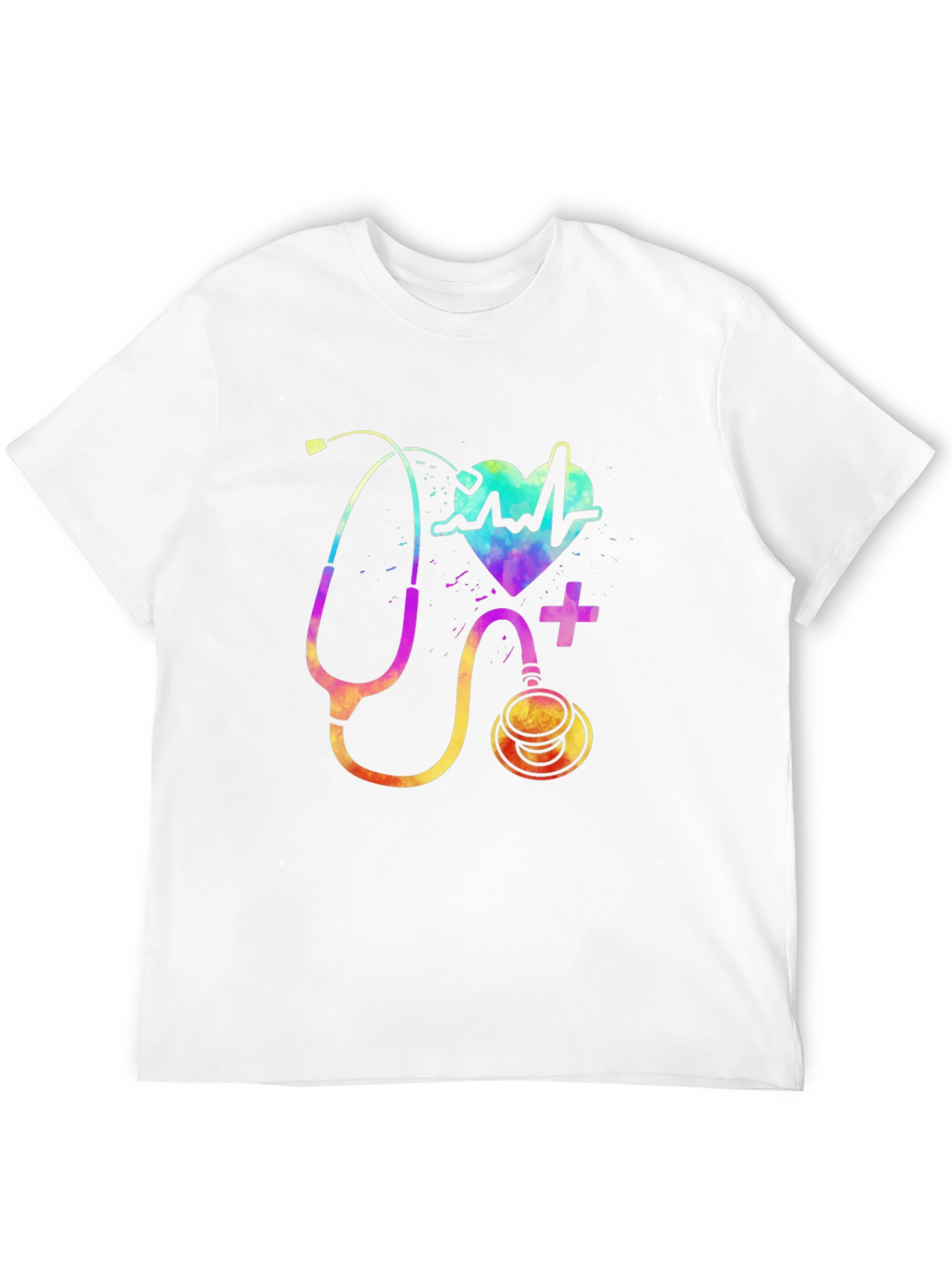 Black Colorful Stethoscope Graphic T-Shirt - Medical Design view 12