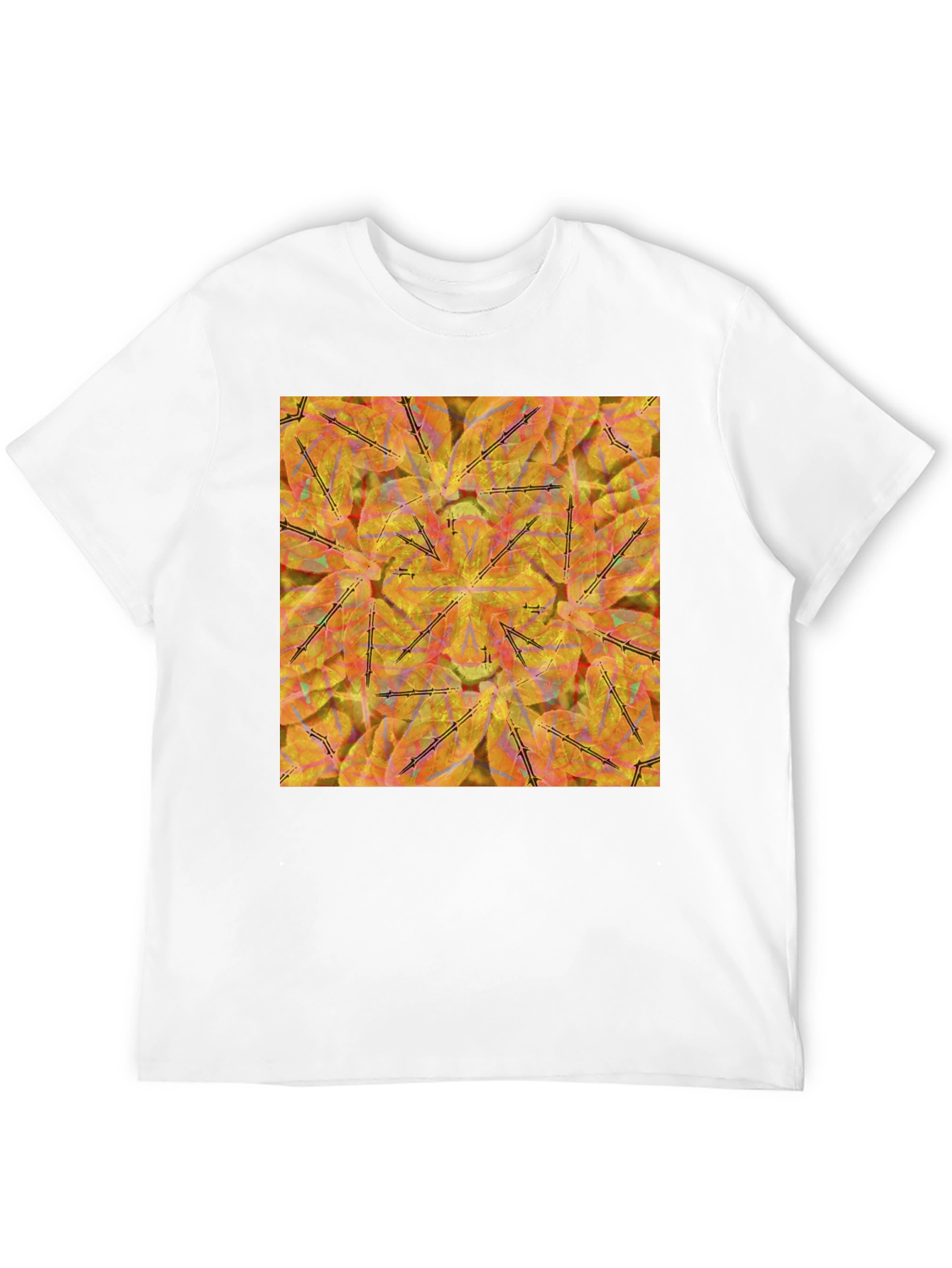 Black Kaleidoscope Leaves T-Shirt - Stylish & Unique Design view 12