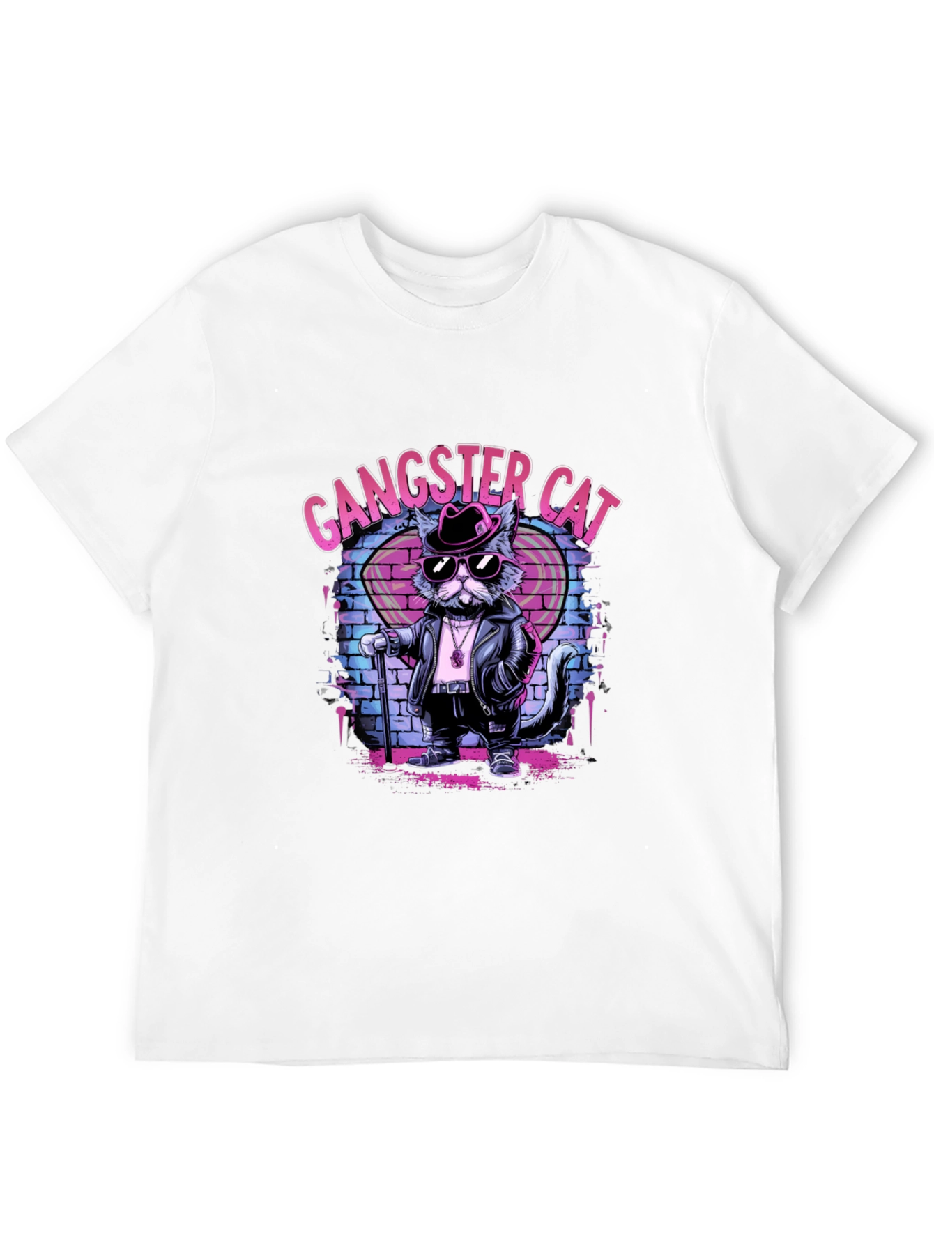 Black Gangster Cat Graphic T-Shirt - Cool Cat Tee view 12