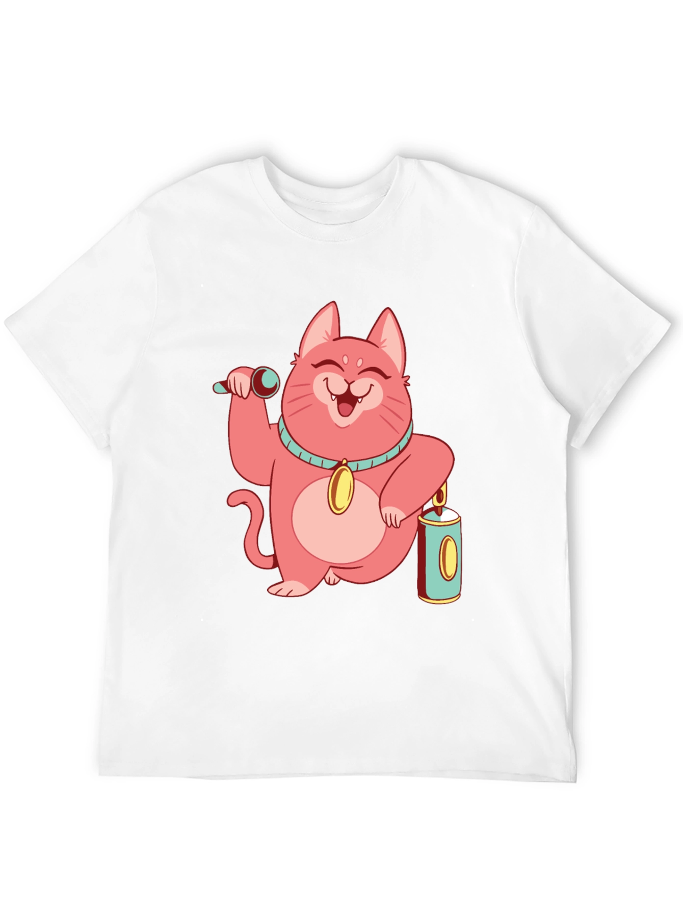 Black Pink Lucky Cat T-Shirt view 12