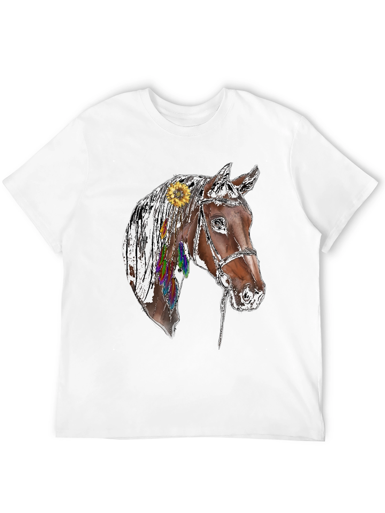 Black Horse Graphic Tee - Sunflower & Feathers Black T-Shirt view 12