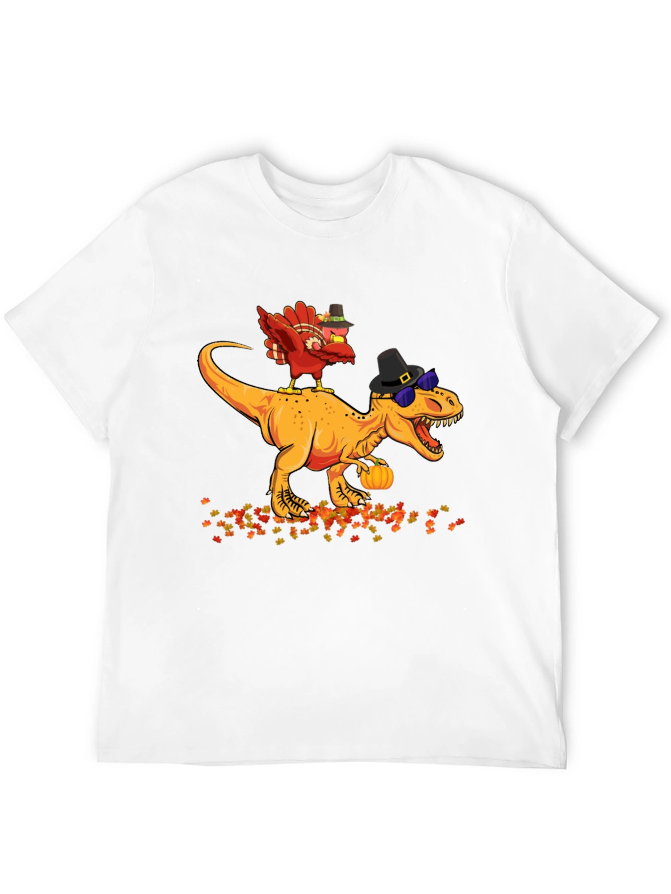 Black Thanksgiving Turkey Riding Dinosaur T-Shirt view 12
