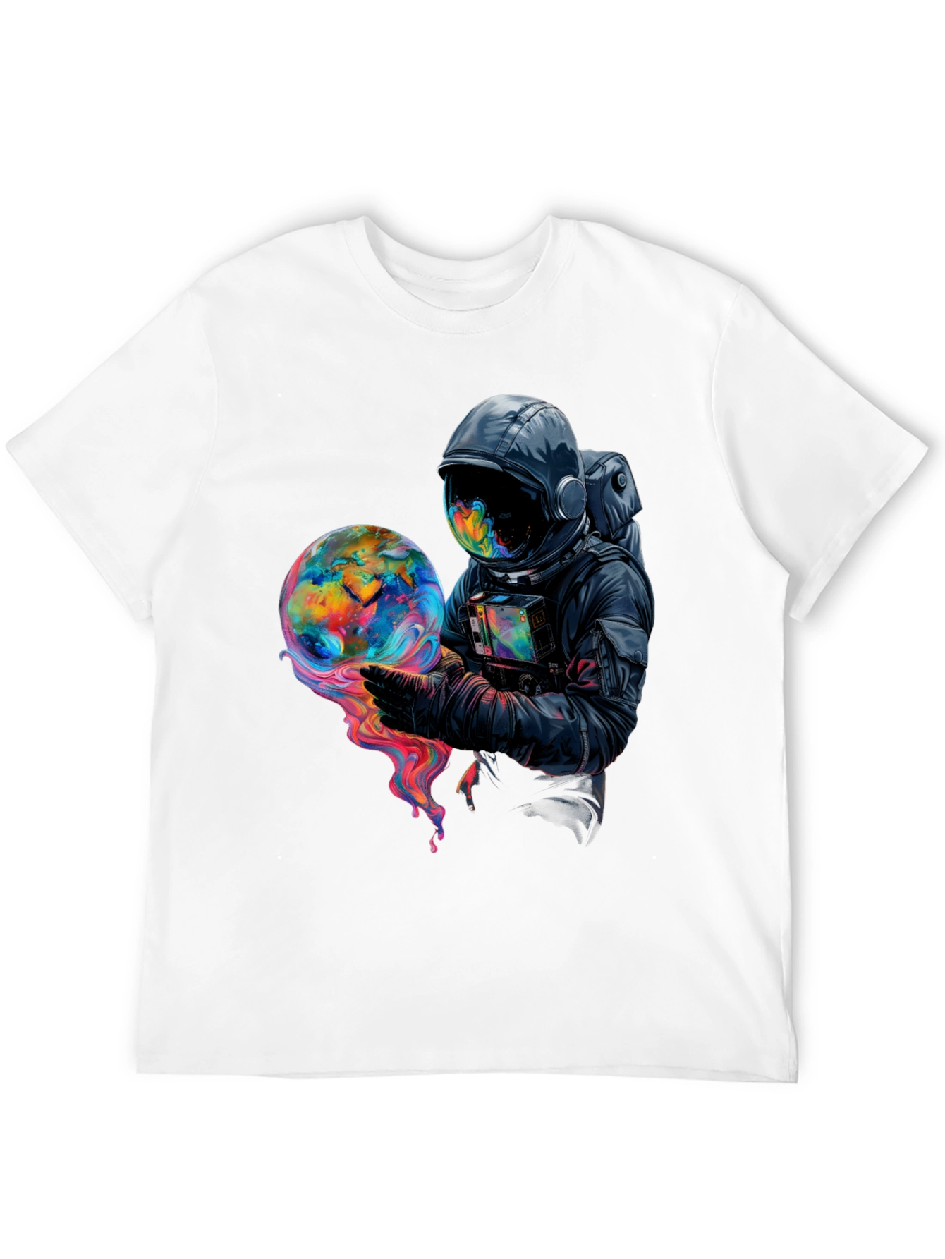 Black Astronaut Globe Graphic Tee - Black Cotton Comfort view 12