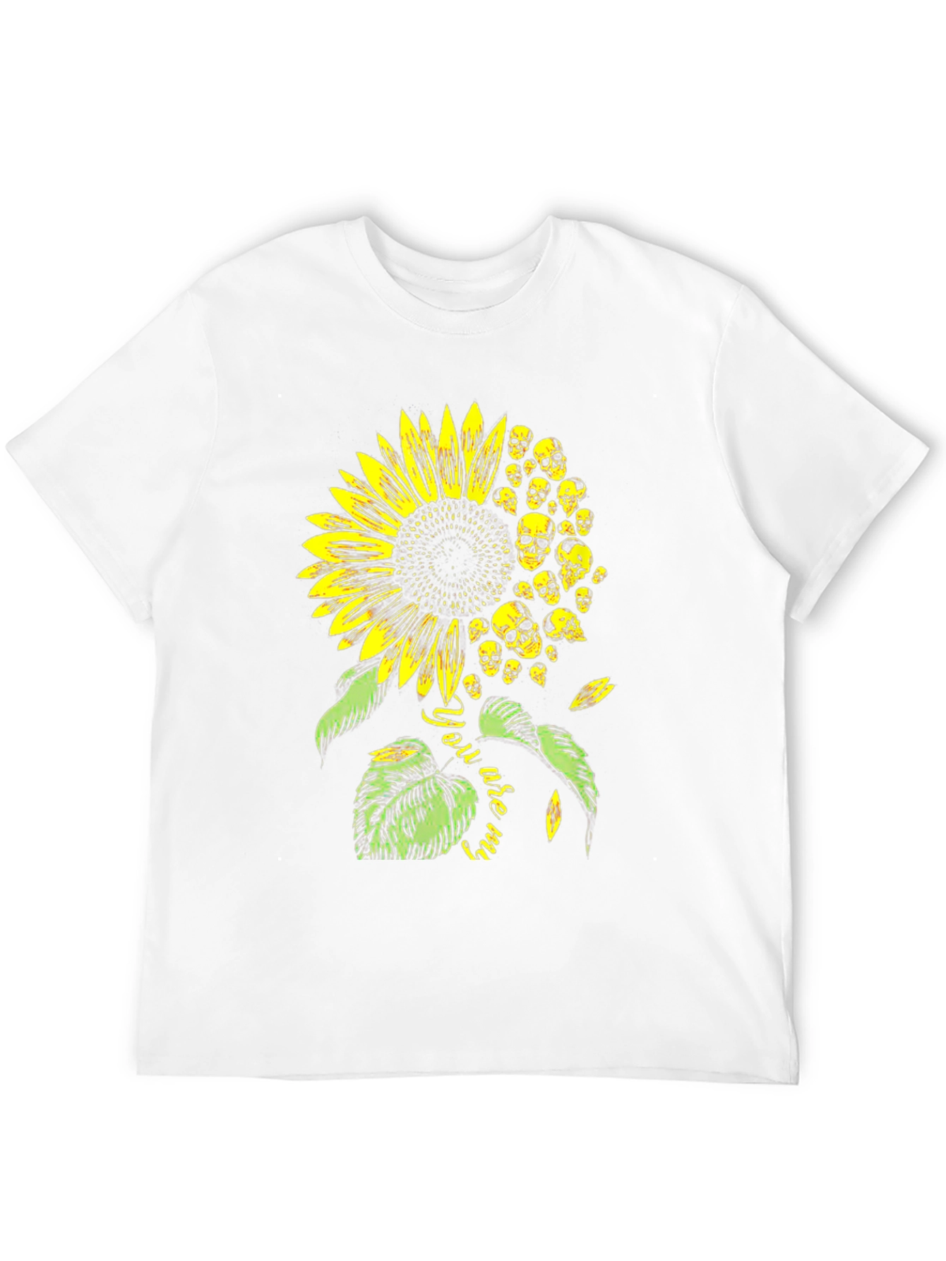 Black Skull Sunflower Graphic Tee - Black Cotton T-Shirt view 12