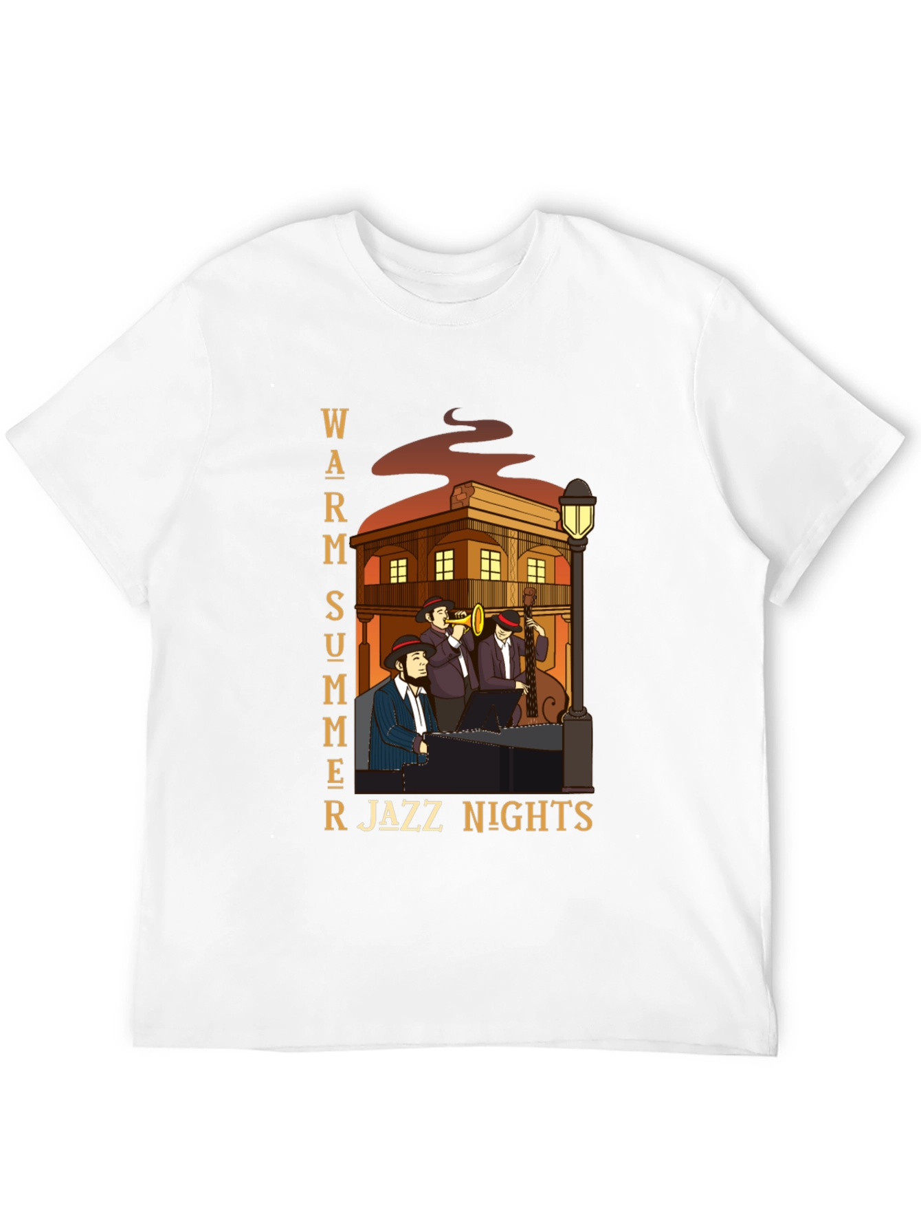Black Warm Summer Jazz Nights T-Shirt view 12